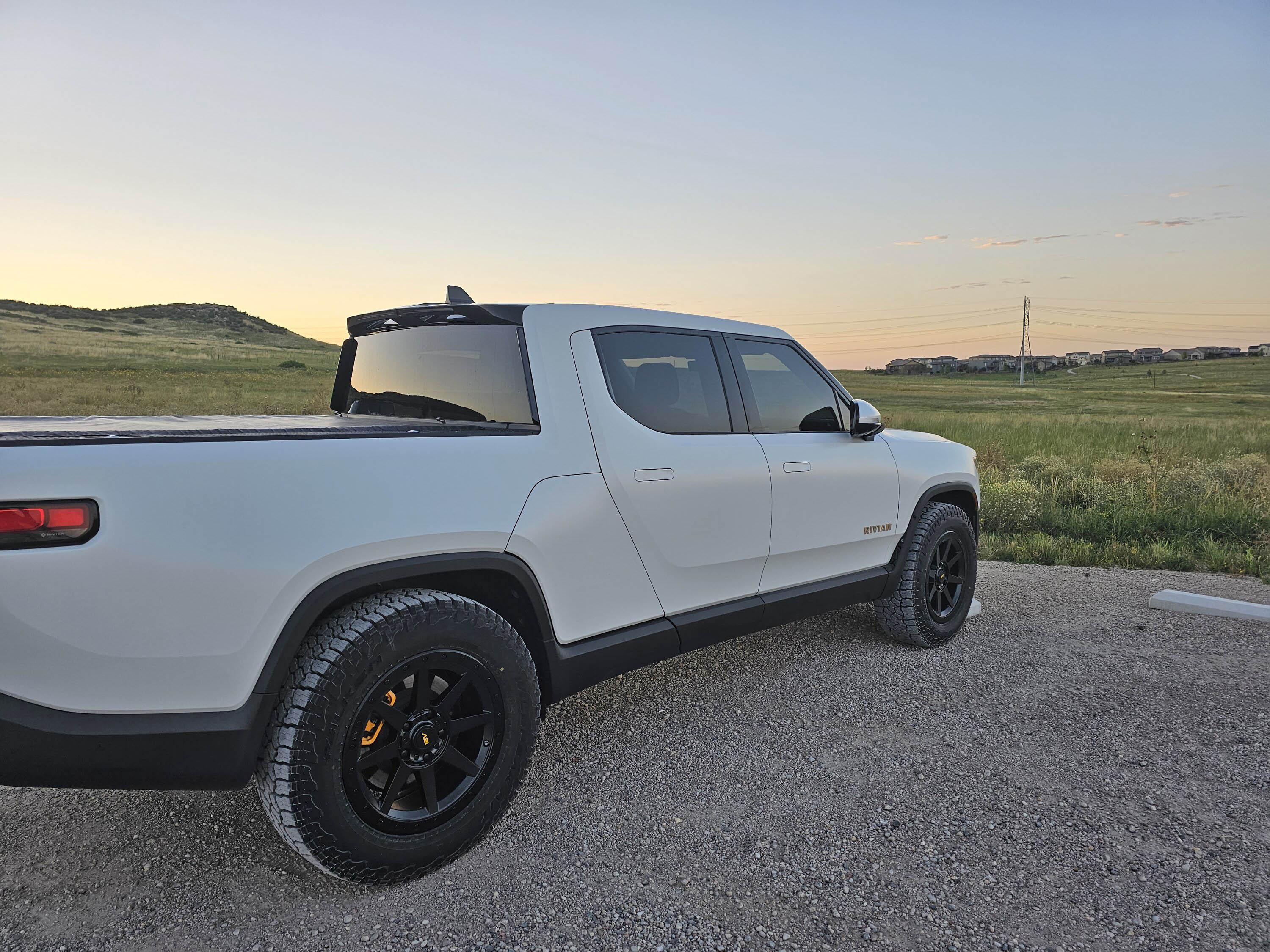 Rivian R1T R1S EV Sportline R800 Wheels + Falken WildPeak A/T3W Tires installed photos 20230815_195036