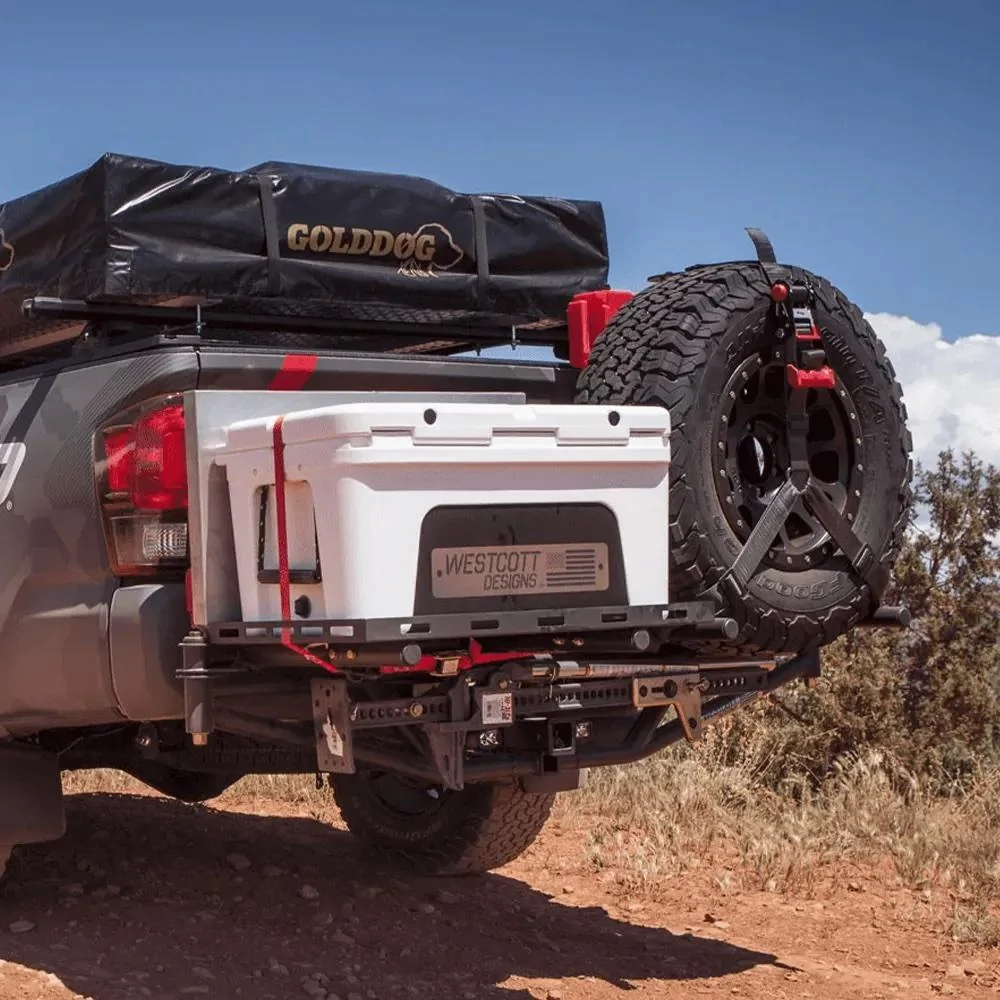Rivian R1T R1S R1S Spare tire hitch mount options? cooler-tire-rack