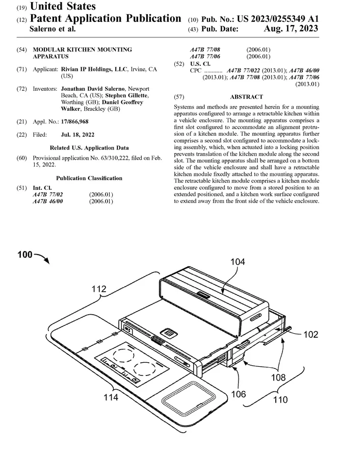 Rivian R1T R1S Rivian Patents R1S Camp Kitchen Design Screenshot 2023-08-18 at 10-44-58 Patent Public Search USPTO