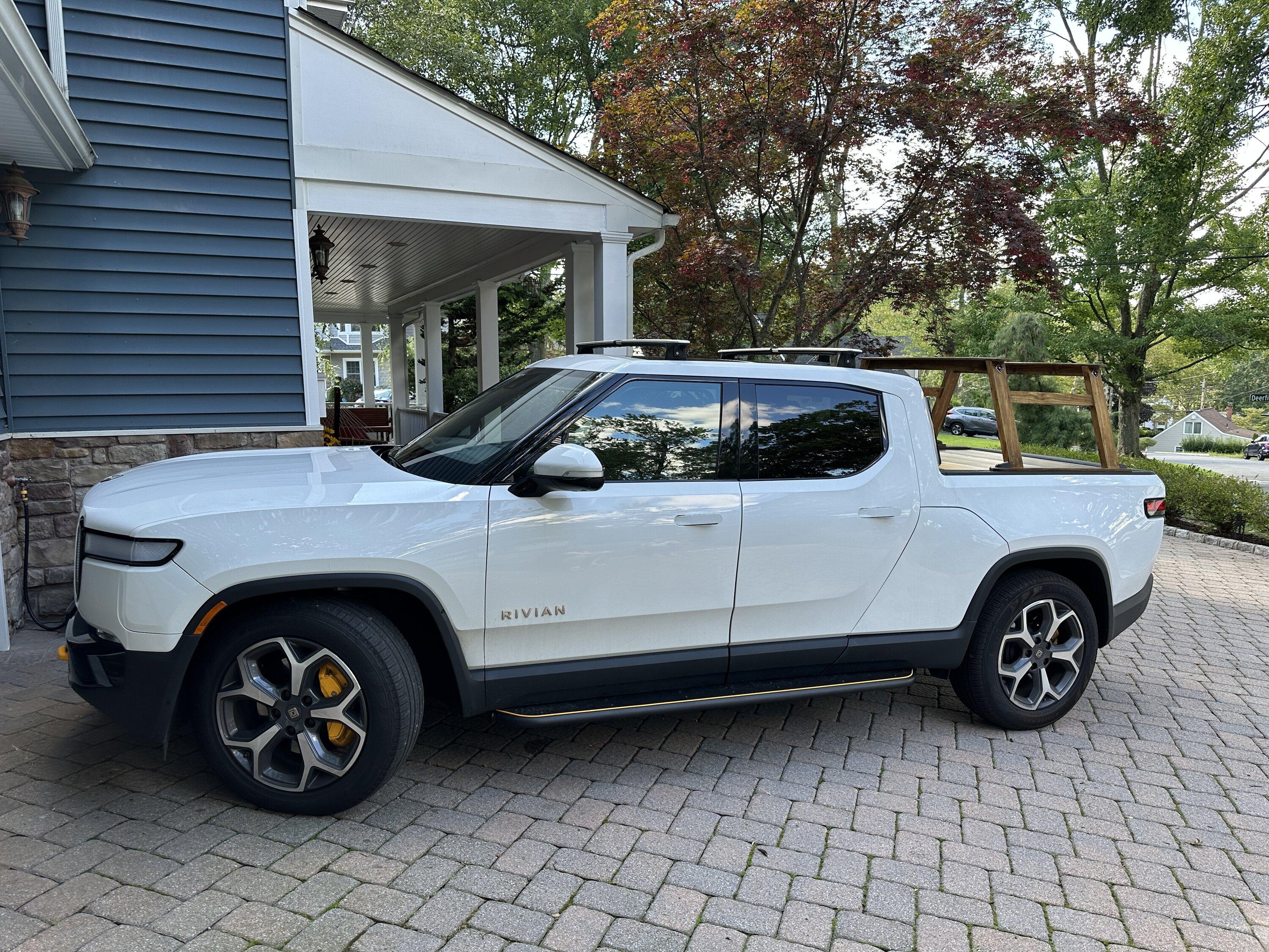 Rivian R1T R1S DIY Ladder Rack using wood 20230818_194643271_iOS