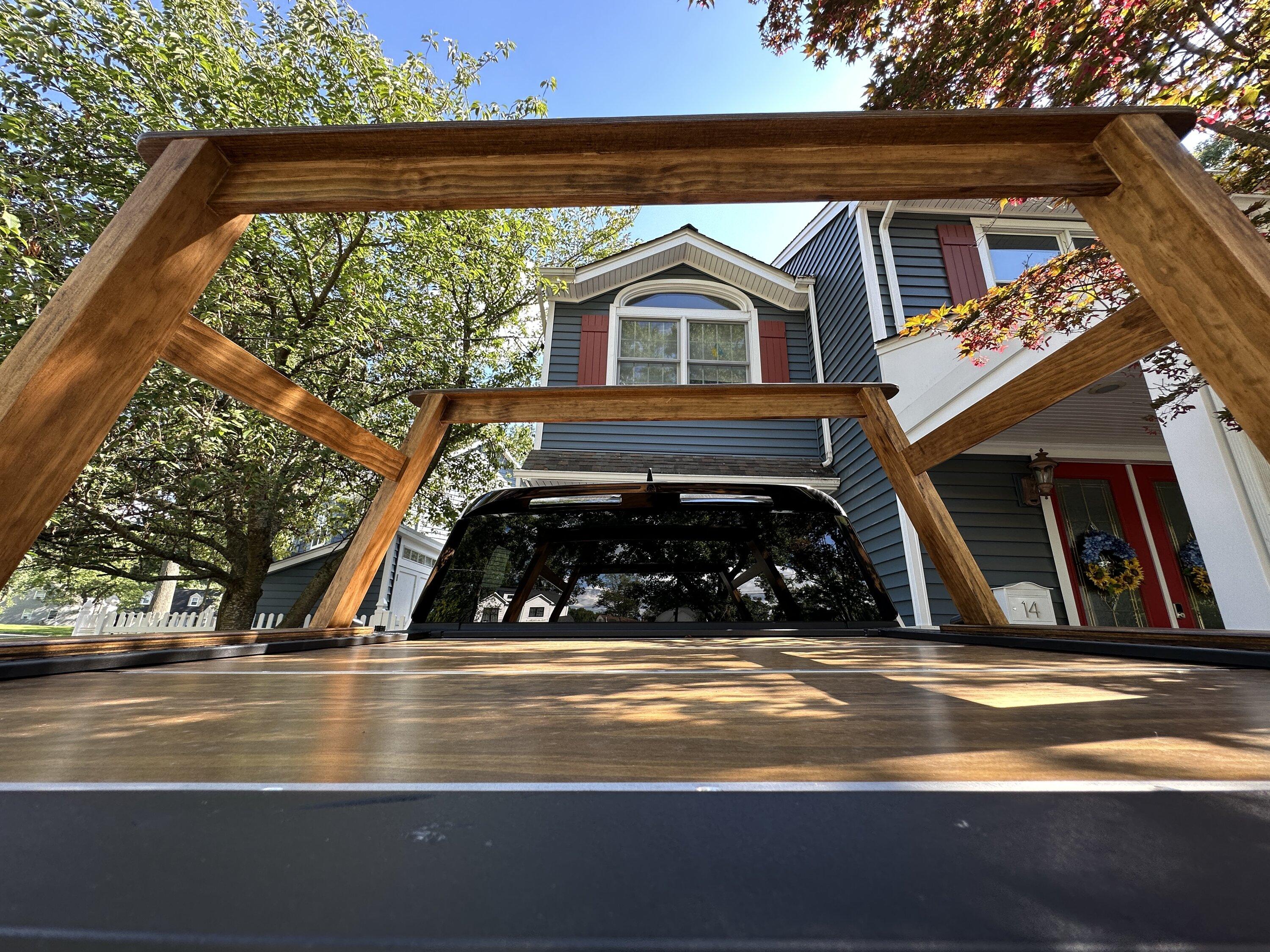 Rivian R1T R1S DIY Ladder Rack using wood 20230818_194726446_iOS
