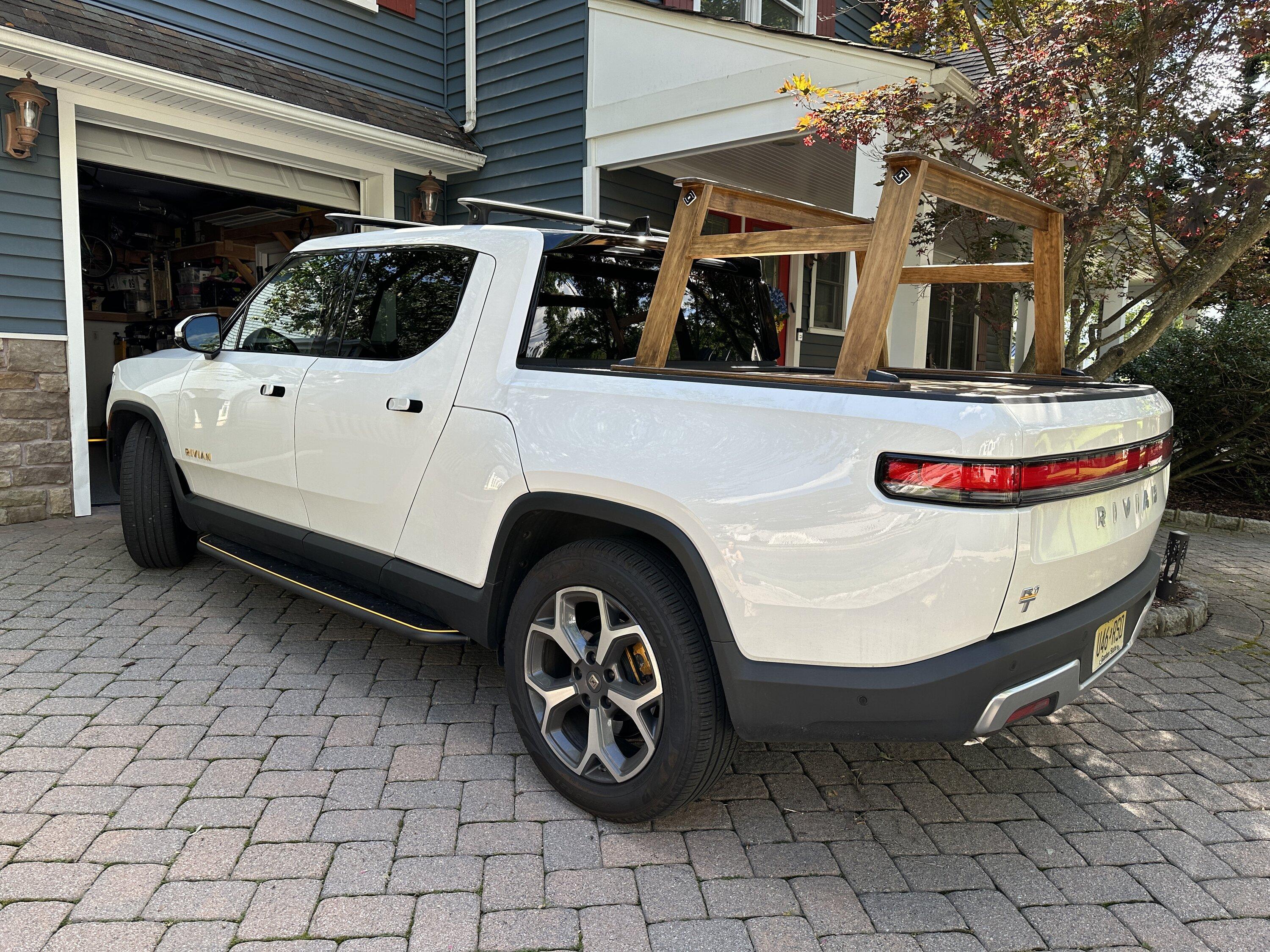 Rivian R1T R1S DIY Ladder Rack using wood 20230818_194747222_iOS