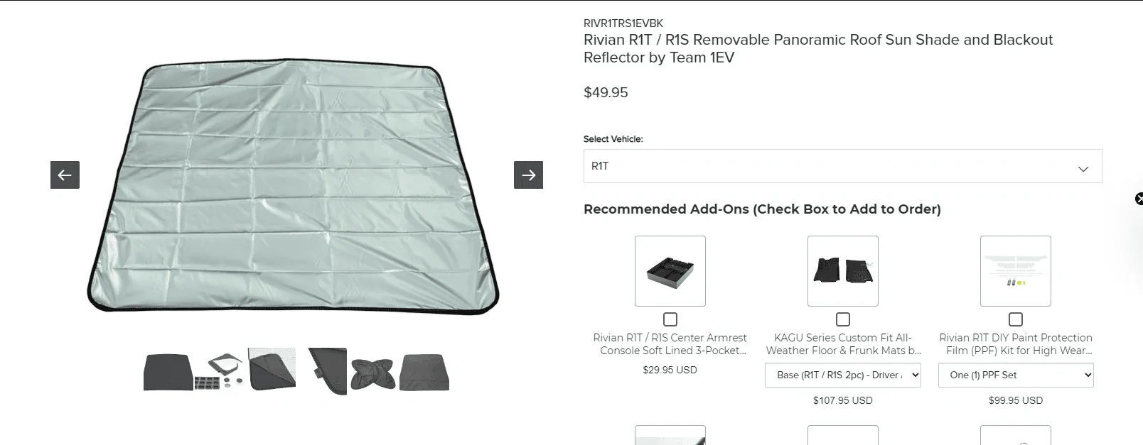 Rivian R1T R1S Finally, a good sun shade for the R1S! 2023-08-28 09_54_14-Rivian R1T _ R1S Removable Panoramic Roof Sun Shade and Blackout Refle - 
