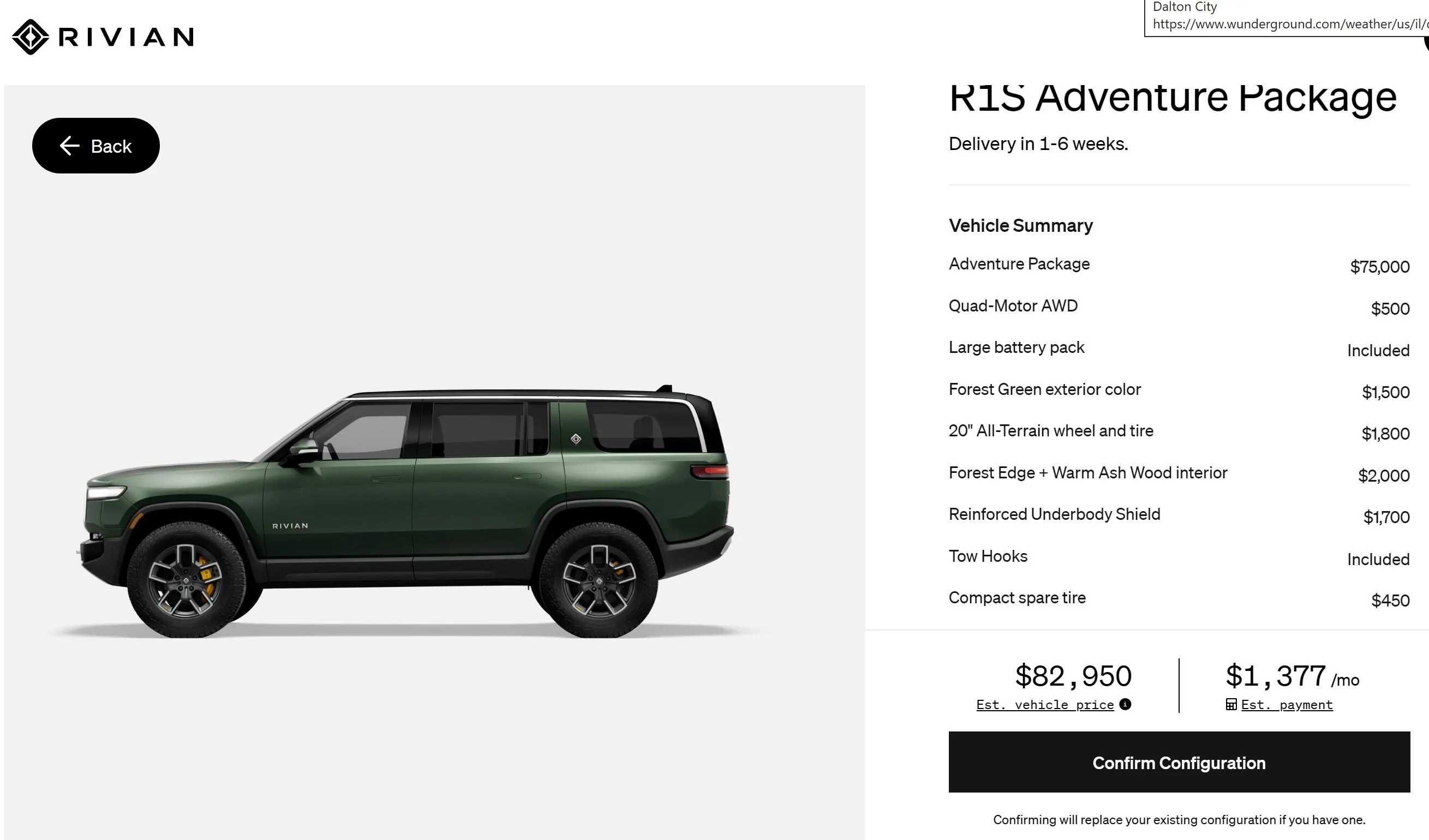 Rivian R1T R1S R1S spare is available Screenshot 2023-08-27 192306