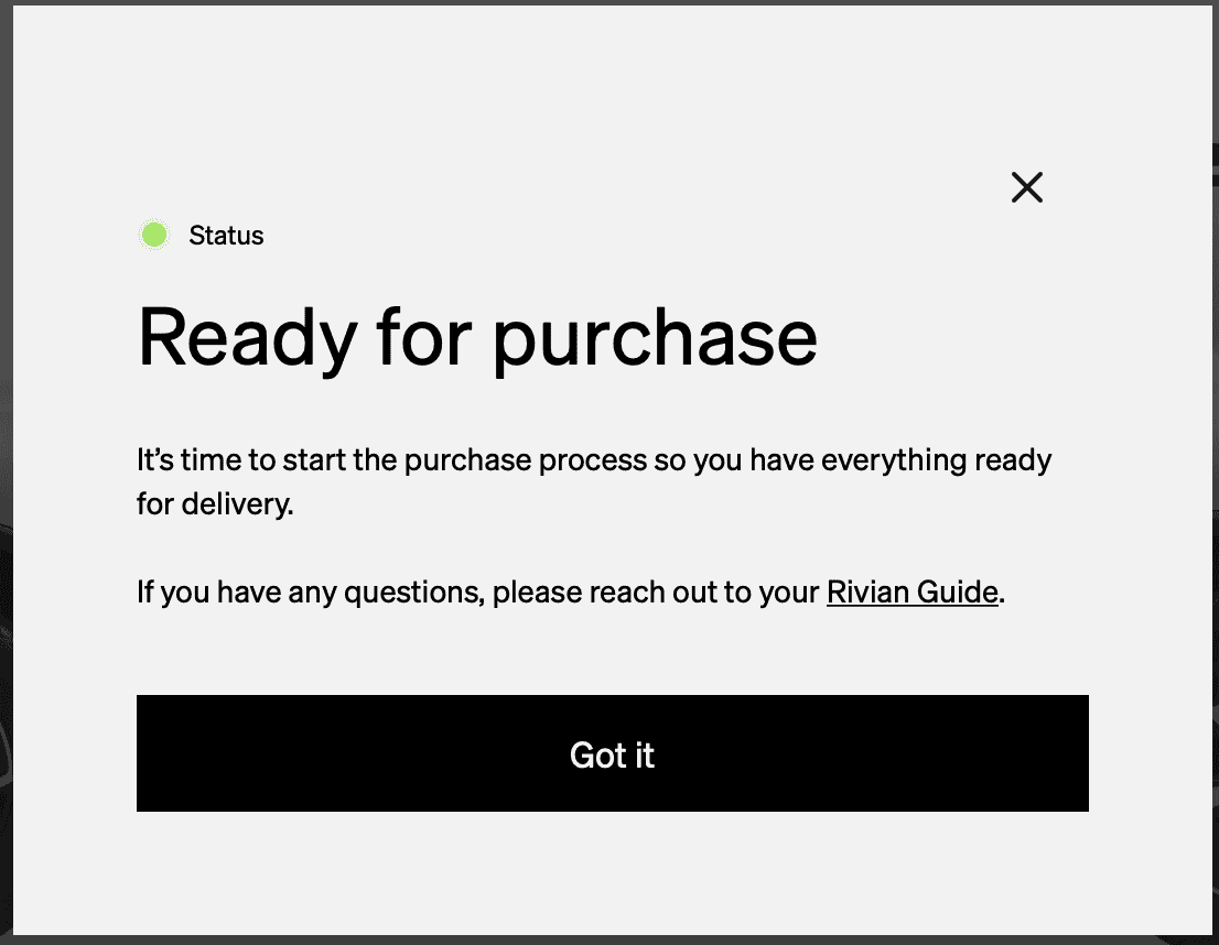 Rivian R1T R1S When is a Guide assigned during purchase process? Screen Shot 2023-08-31 at 11.08.04 AM