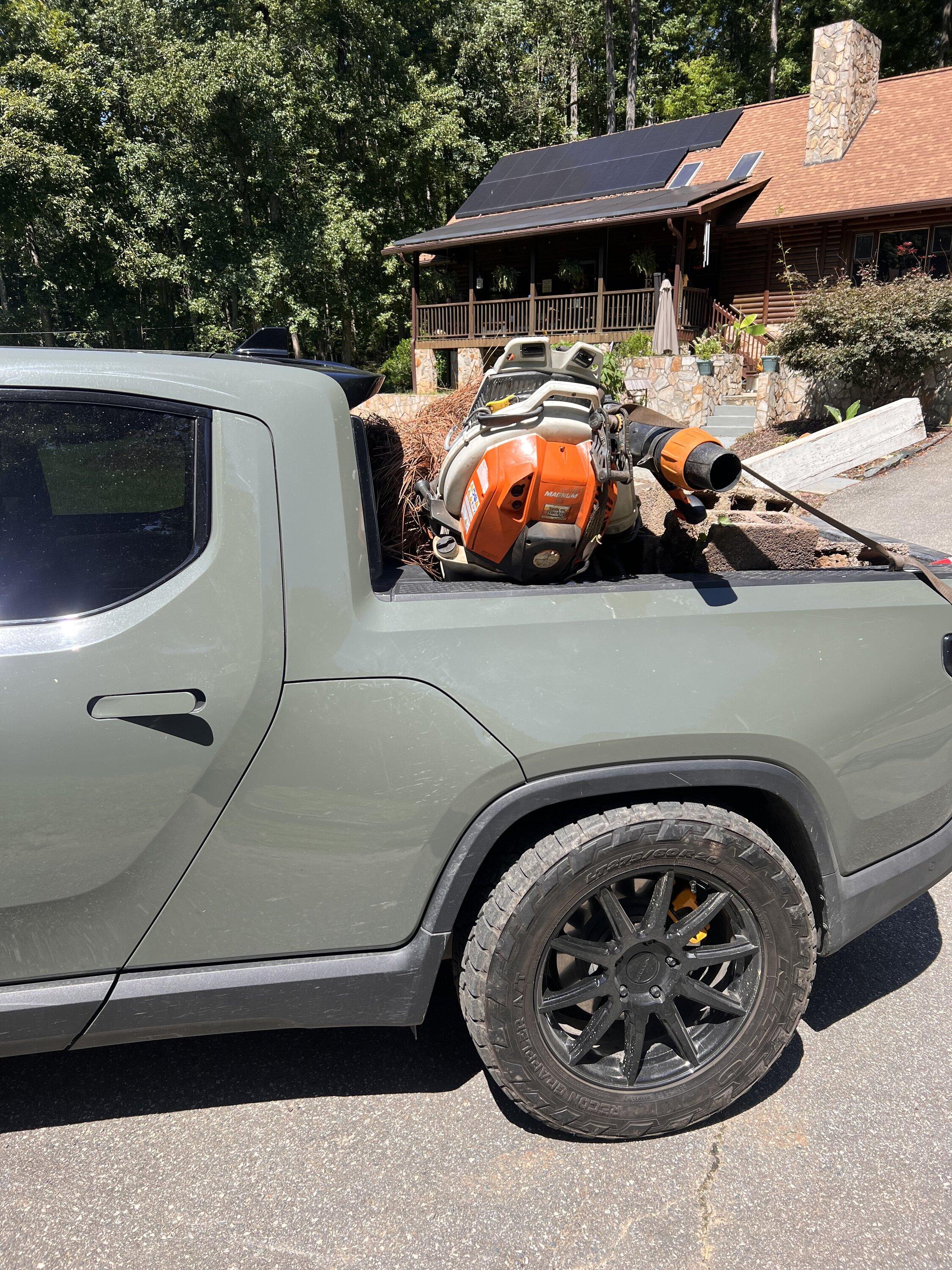 Rivian R1T R1S Been using my R1T since Oct ‘22 as primary work truck in Landscaping business IMG_4812