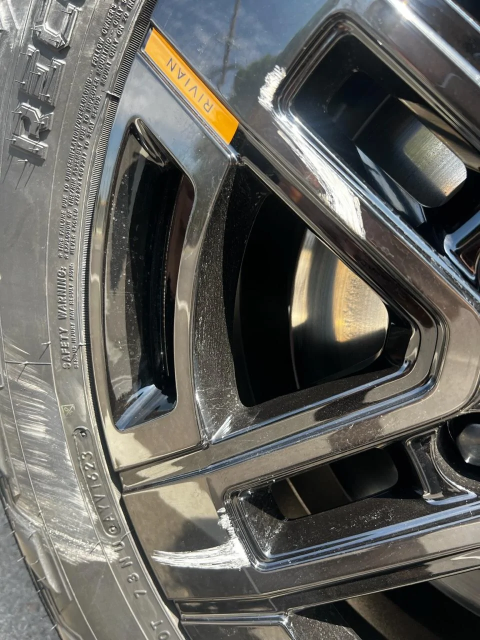 Rivian R1T R1S Repair Dark 20" AT Wheels Deep Scratch? IMG_0151