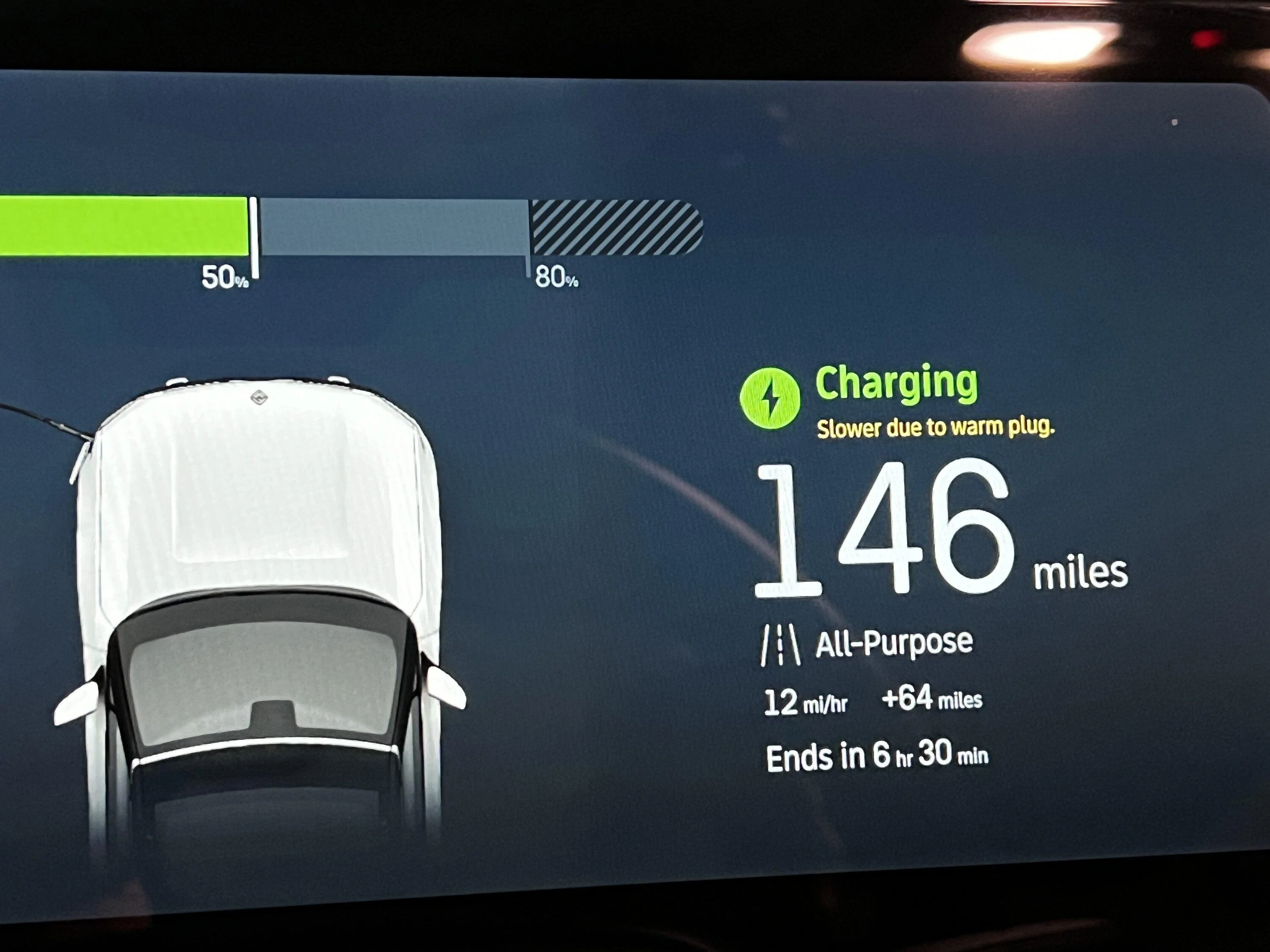 Rivian R1T R1S "Slower due to warm plug" message while charging IMG_8059