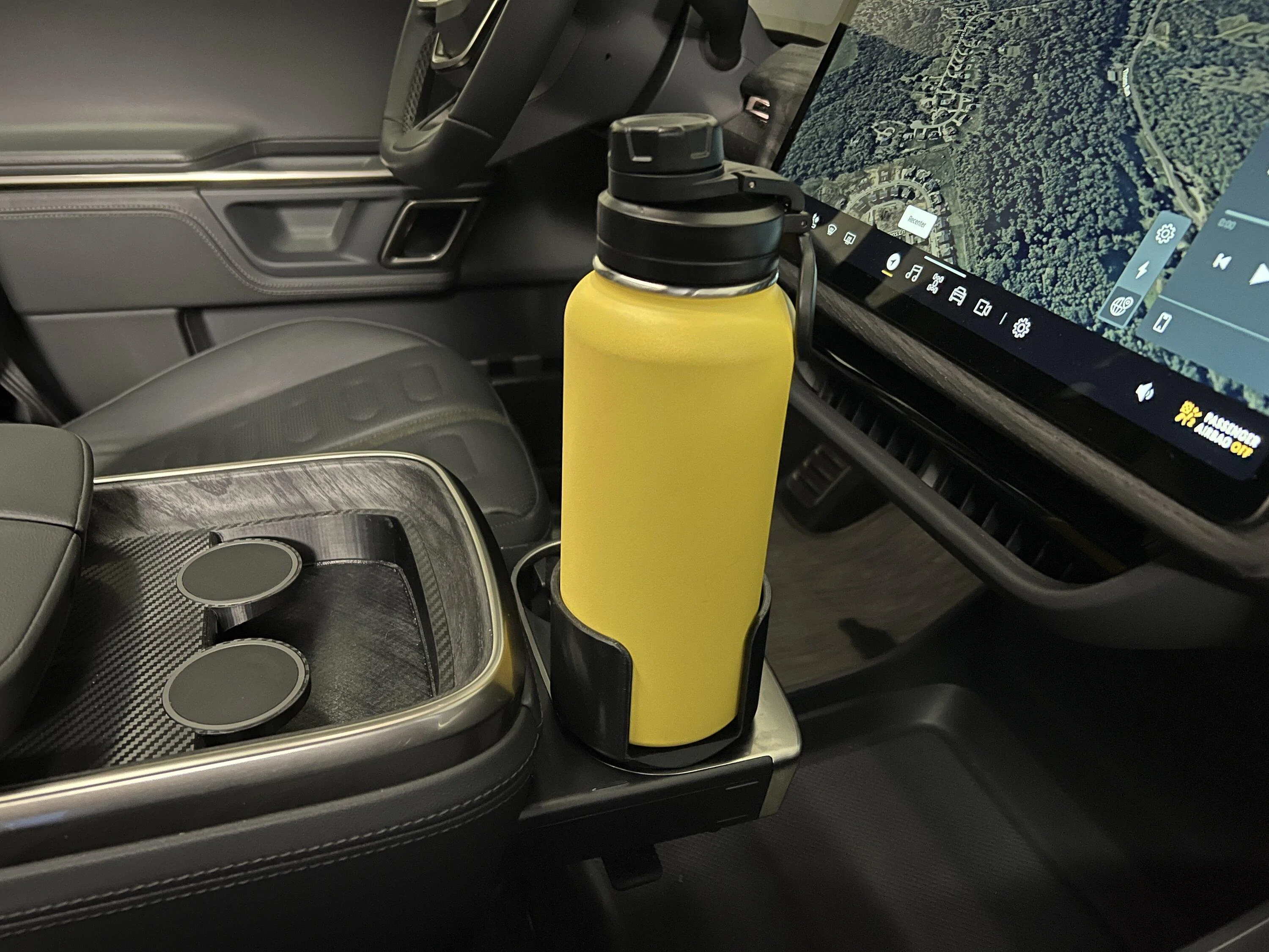Rivian R1T R1S NEW - OpenSource EV Slim Stowable Cup Holder Expander IMG_1825