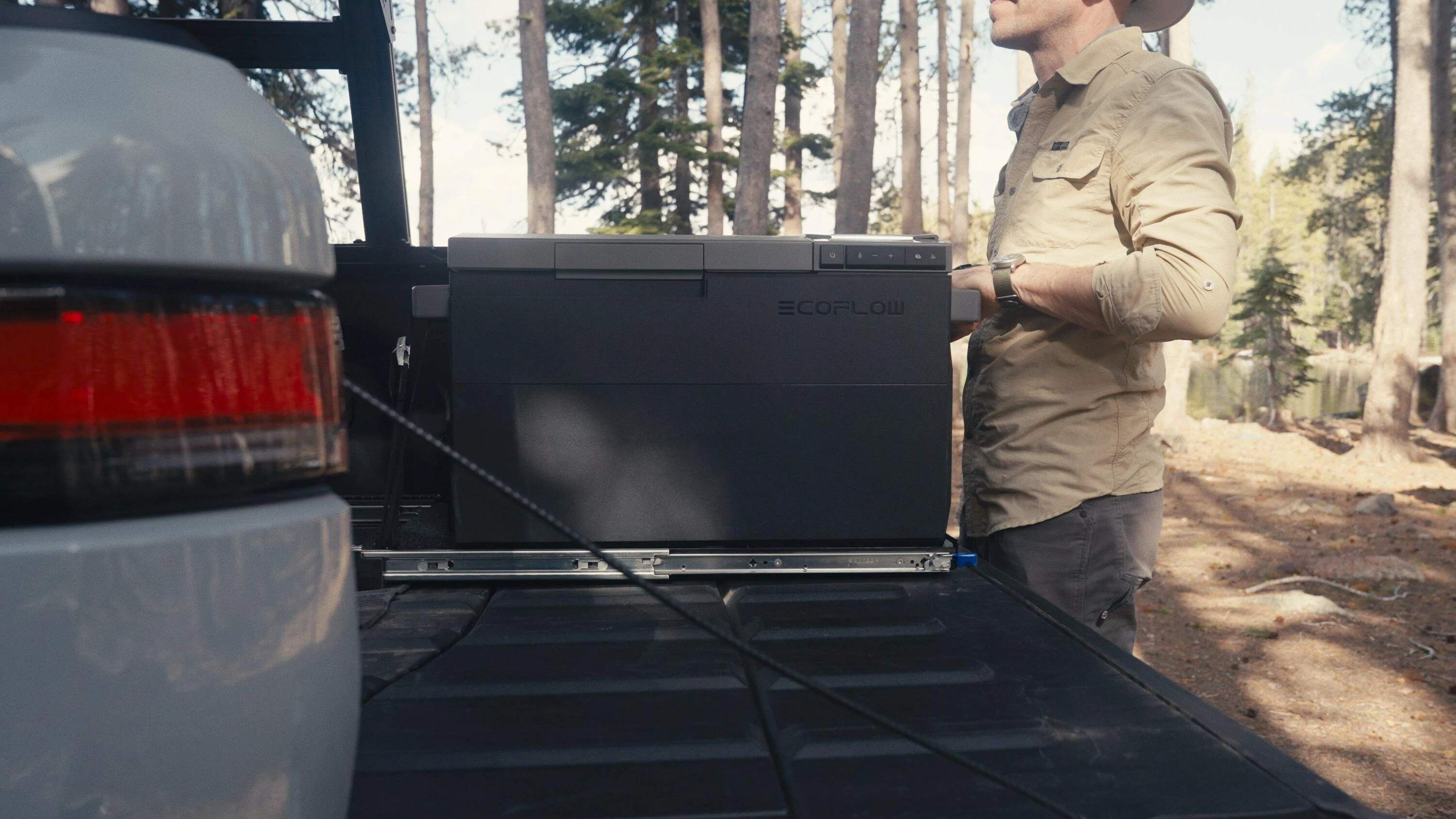 Rivian R1T R1S Rivian R1T No Drill Fridge Slide DIY Installation Walkthrough side profile_1.16.1