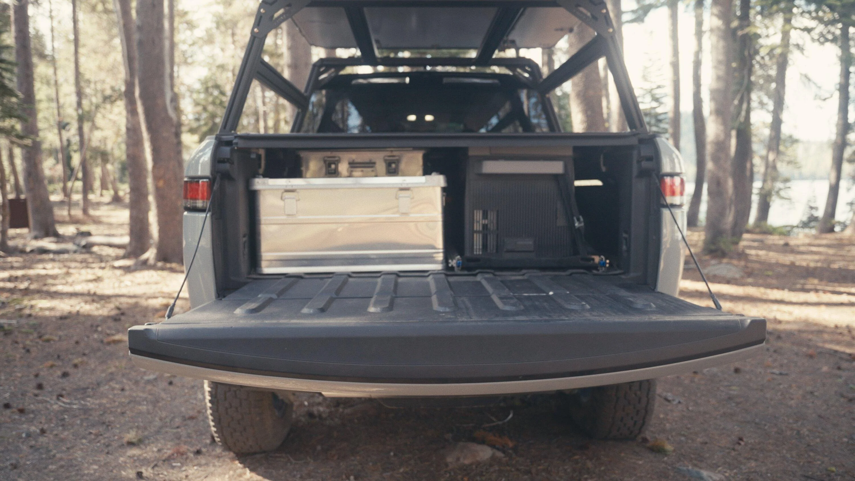 Rivian R1T R1S Rivian R1T No Drill Fridge Slide DIY Installation Walkthrough back profile_1.1.1