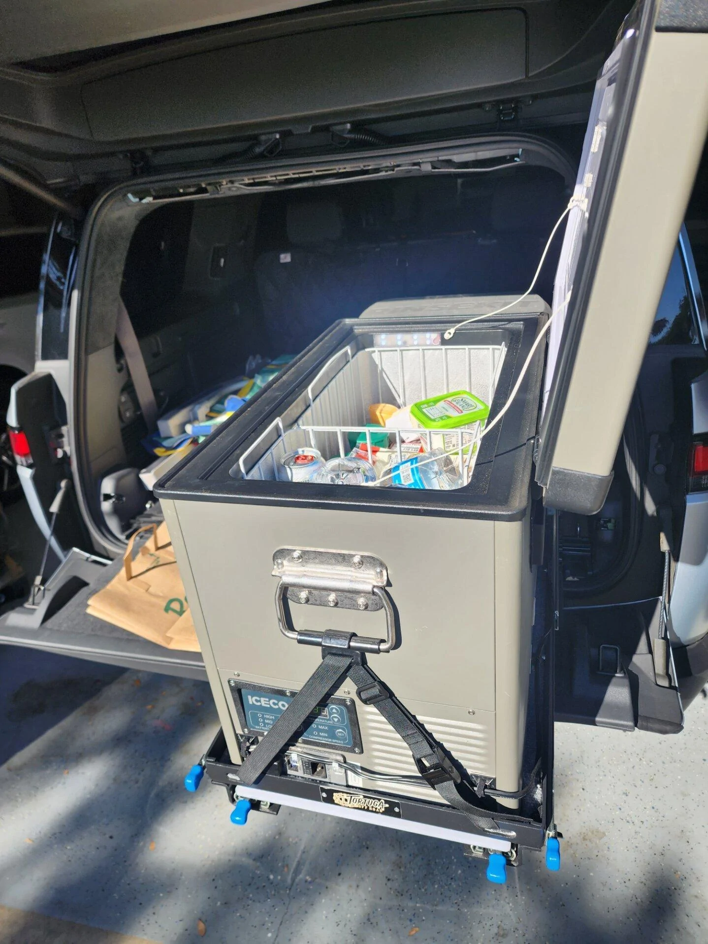 Rivian R1T R1S Fridge Slide for R1S Cargo Area Install (could maybe work for induction burner camp kitchen too?) 20230909_093839