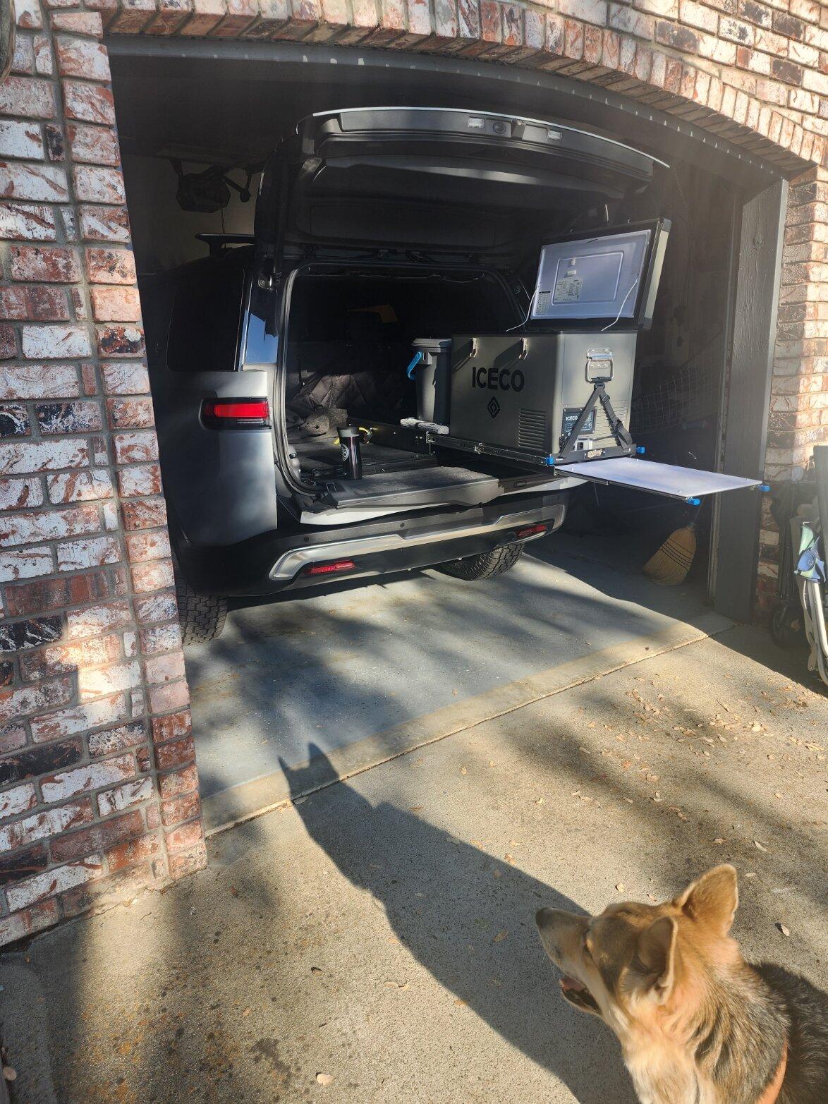 Rivian R1T R1S Fridge Slide for R1S Cargo Area Install (could maybe work for induction burner camp kitchen too?) 20230909_082916