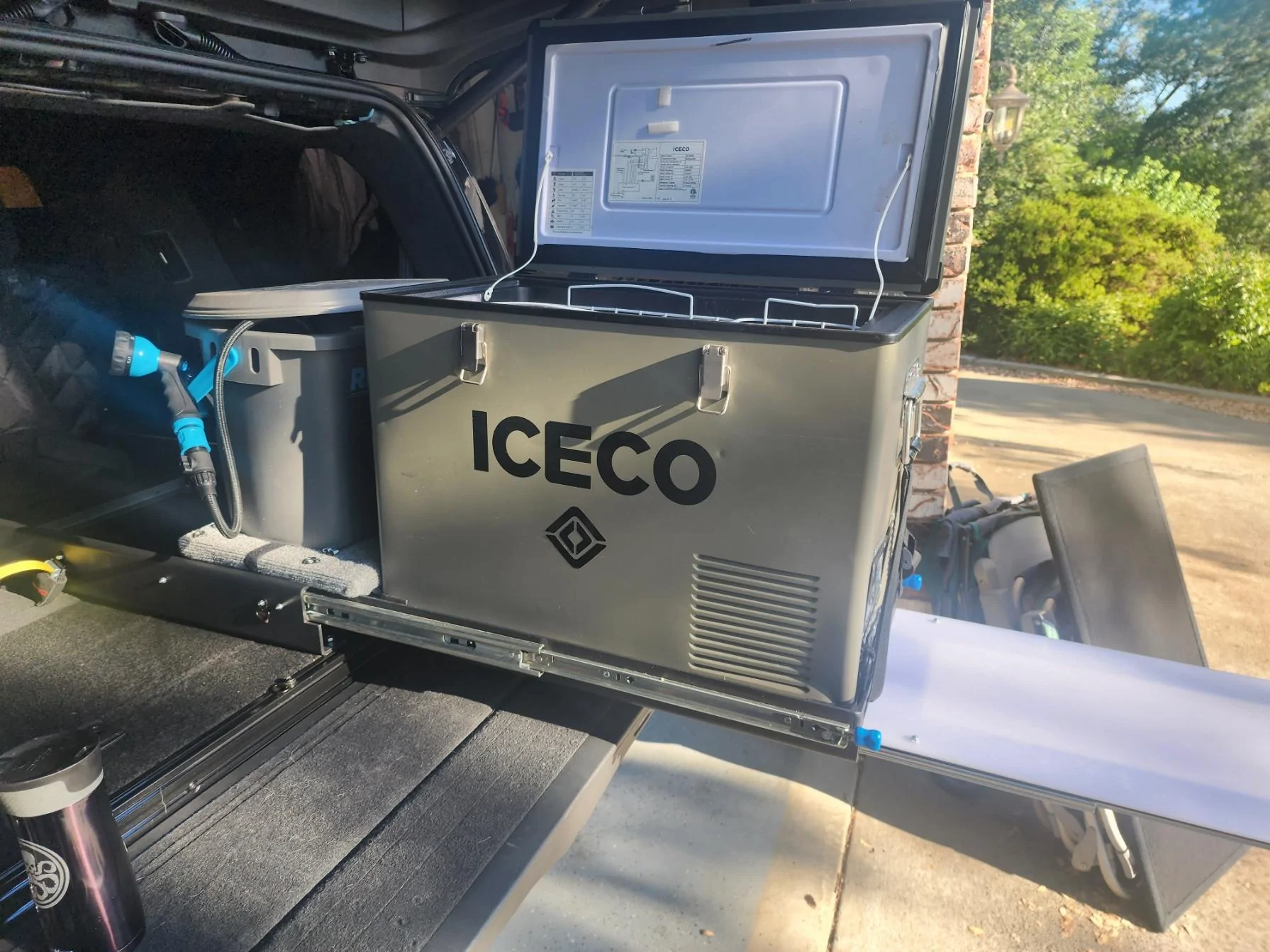 Rivian R1T R1S Fridge Slide for R1S Cargo Area Install (could maybe work for induction burner camp kitchen too?) 20230909_082951