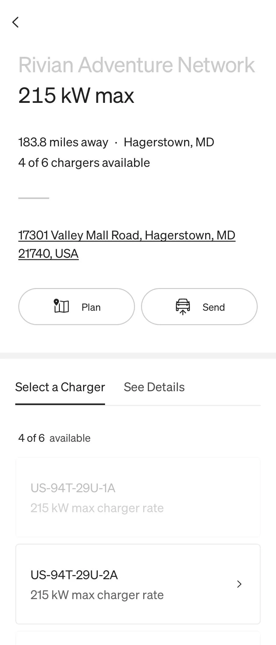 Rivian R1T R1S RAN Rivian Charging Stations Locations Map via Google Maps Screenshot_20230909_232407_Rivian