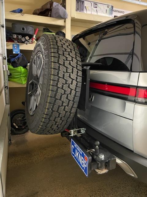 Rivian R1T R1S Rigid Armor hitch spare tire carrier for R1S -- installed photos & review IMG_3722