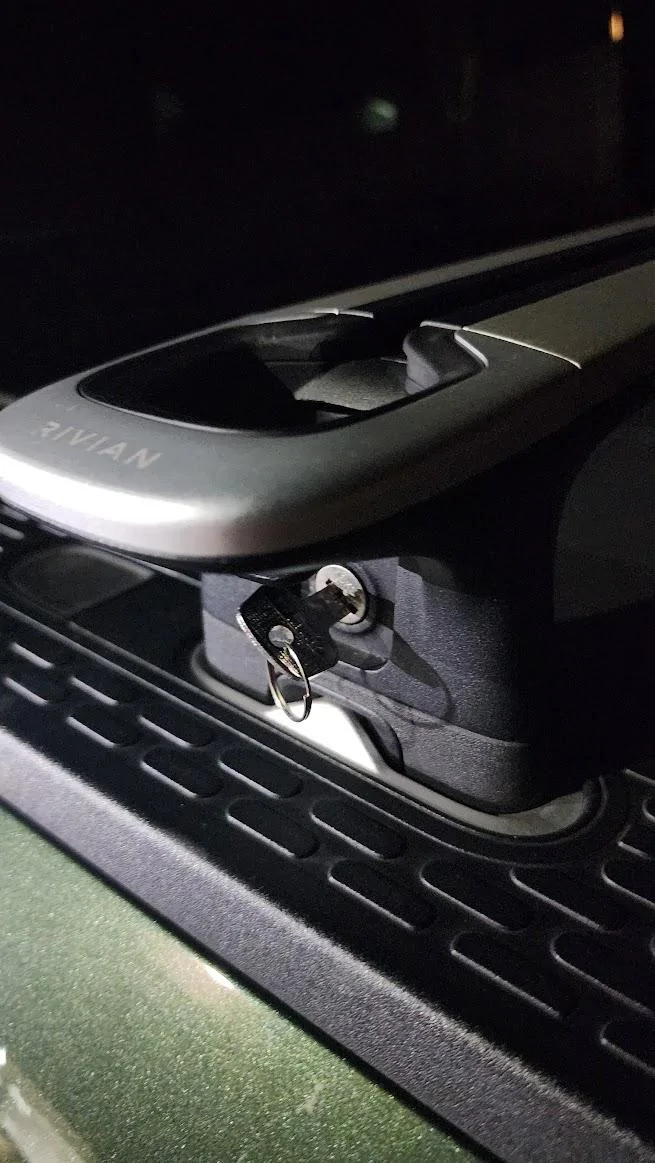 Rivian R1T R1S PSA - if you lose your crossbar keys and don't know key number, REI can help 1695132488316