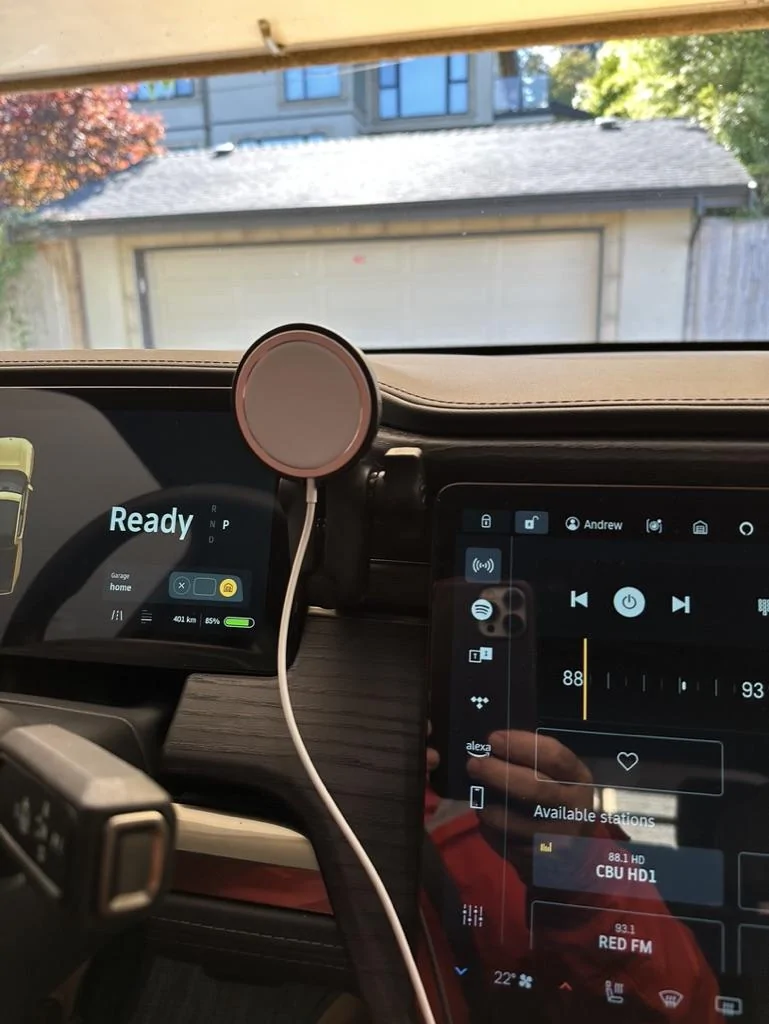 Rivian R1T R1S Mounting a cell phone.  Has anyone done it? 1695340904589