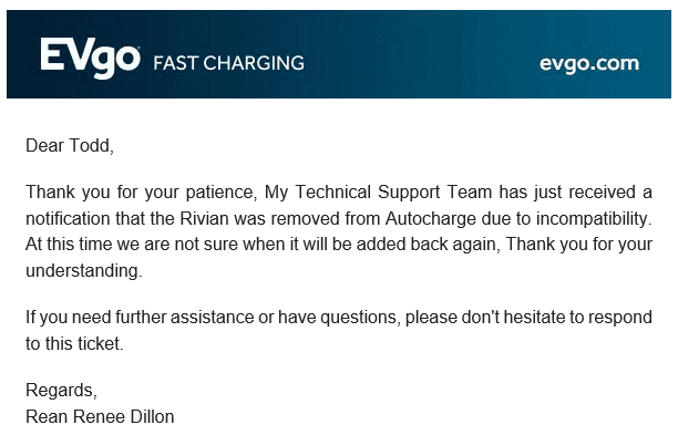 Rivian R1T R1S EVGO Warning - insecure service 1695506256762