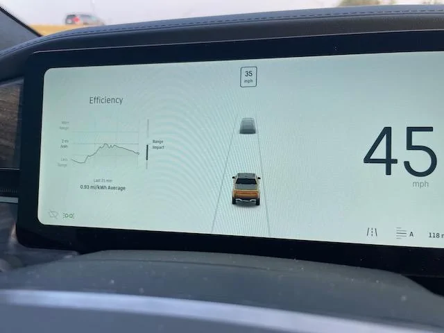 Rivian R1T R1S Efficiency below the line (2.0 mi/kWh) in normal driving IMG_7970
