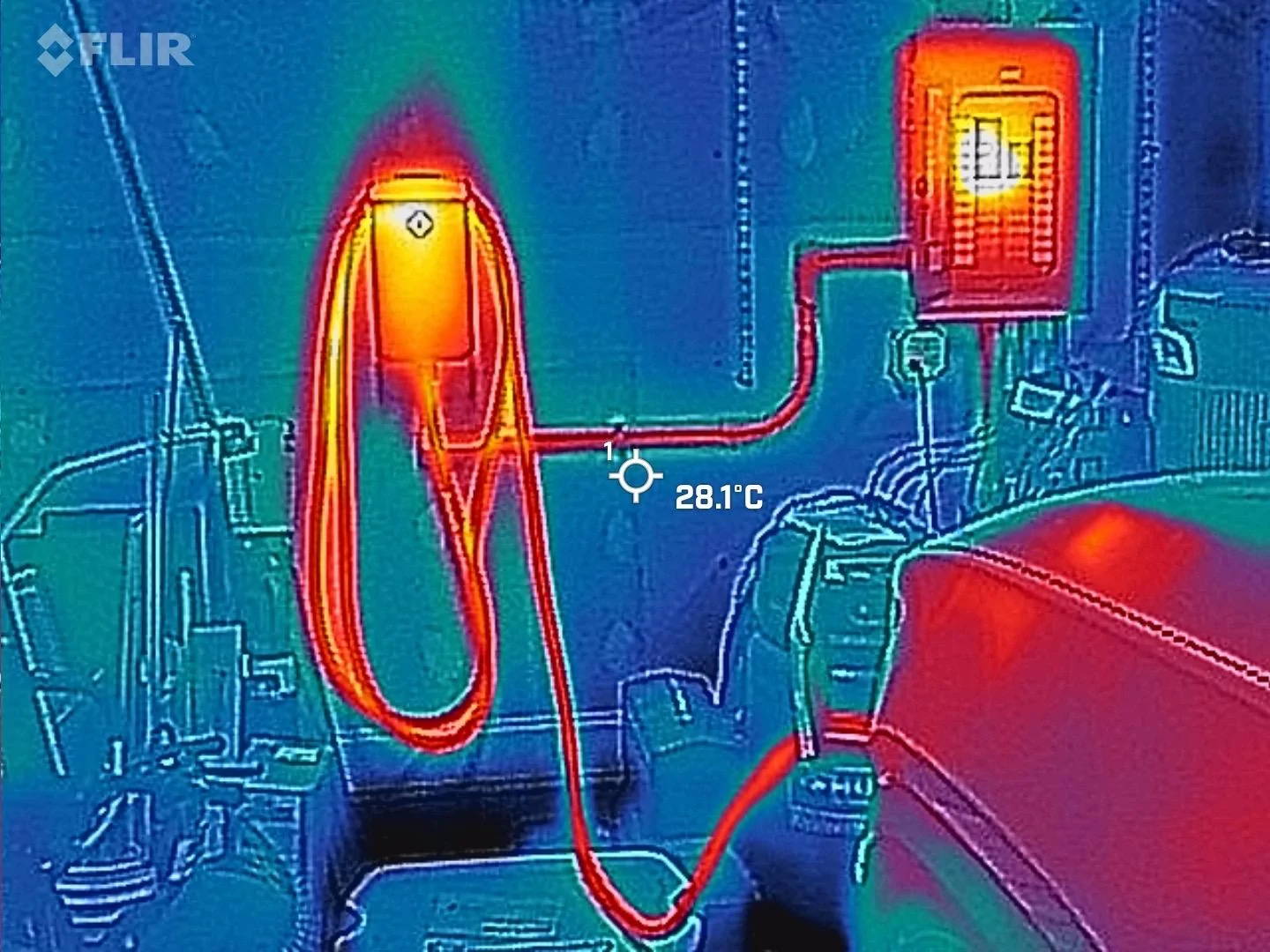 Rivian R1T R1S Thermal images of my Rivian home charger FLIR_20230928_090001_584_Original