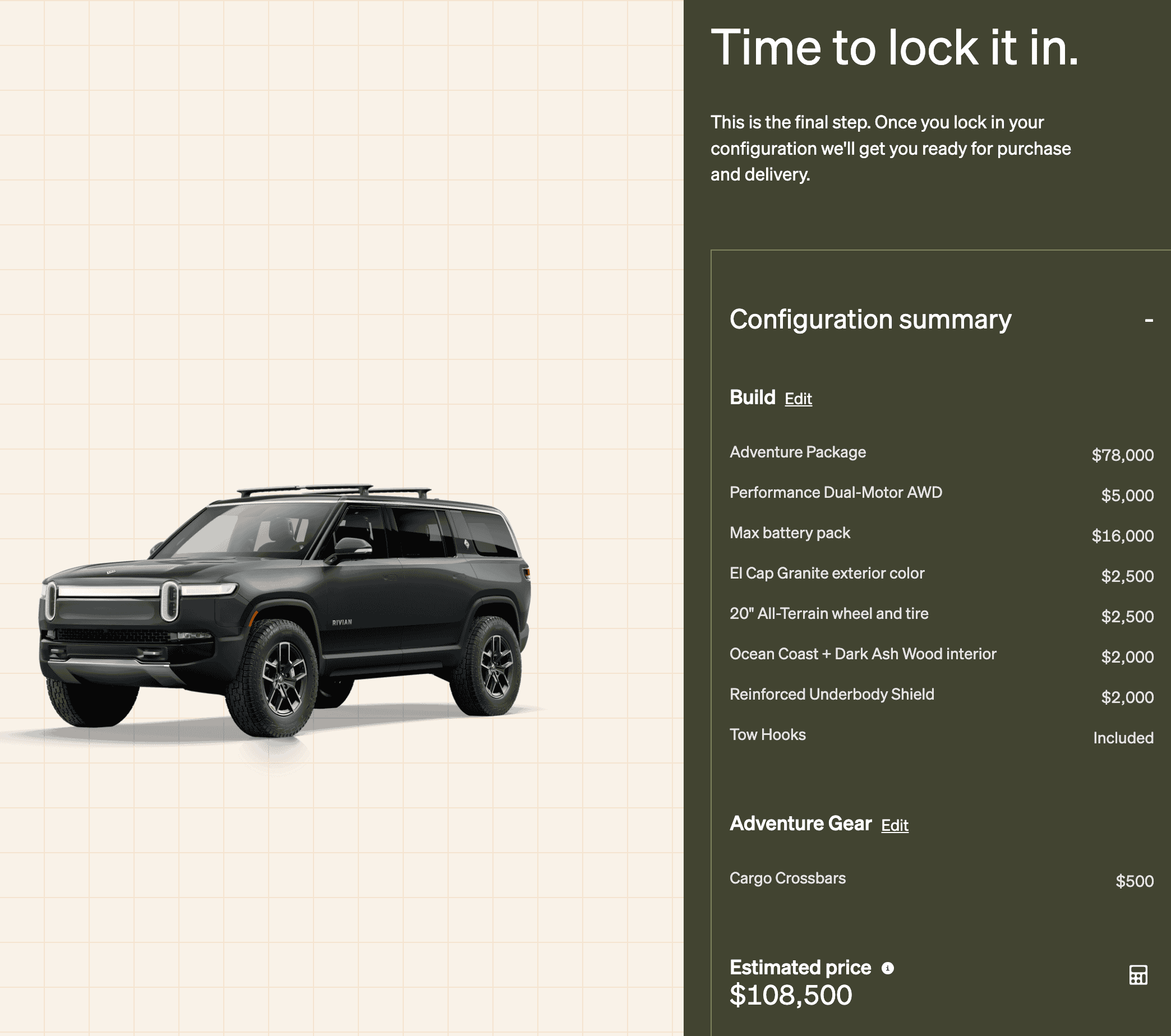 Rivian R1T R1S R1S Max Pack Configuration Order Locked In! Screenshot 2023-10-02 at 9.13.53 PM