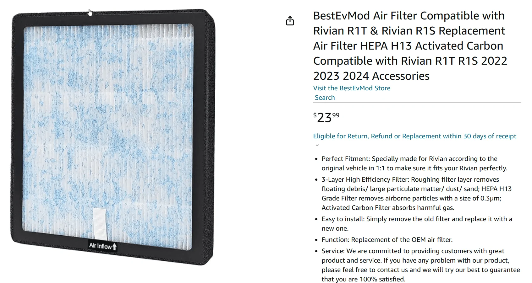 Rivian R1T R1S Cabin Air Filter Replacement ...wildfire smoke 1696353353446