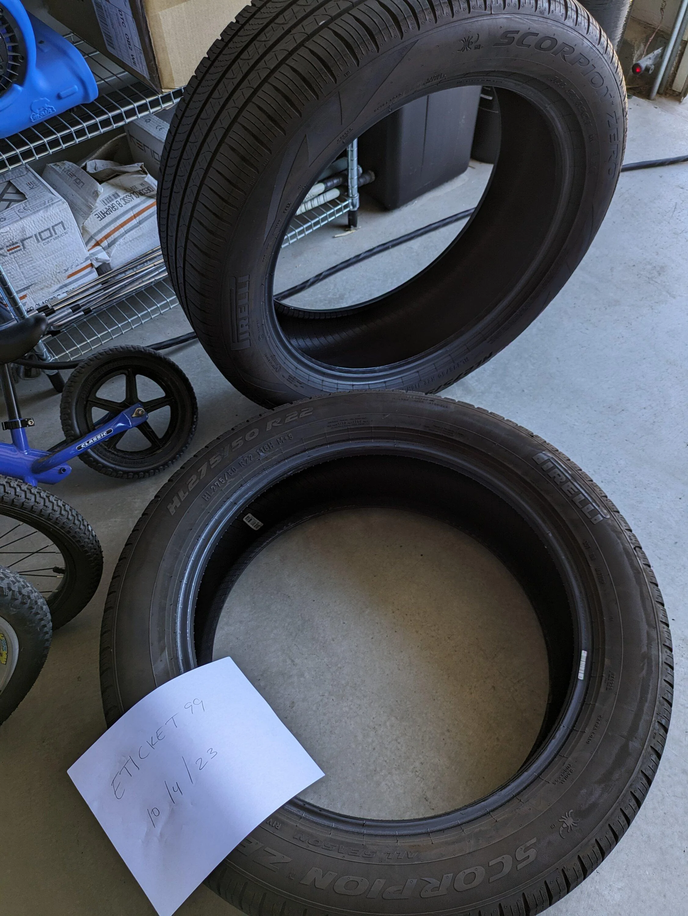 Rivian R1T R1S Used 22" Pirelli Tires (2) 5/64" asking beer PXL_20231004_222336629