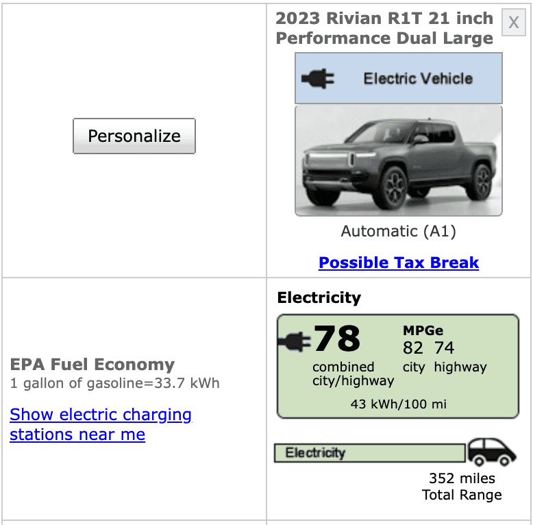 Rivian R1T R1S Dual Motor Max Pack more efficient than Dual Motor Large Pack? Screenshot 2023-10-07 at 2.31.54 PM