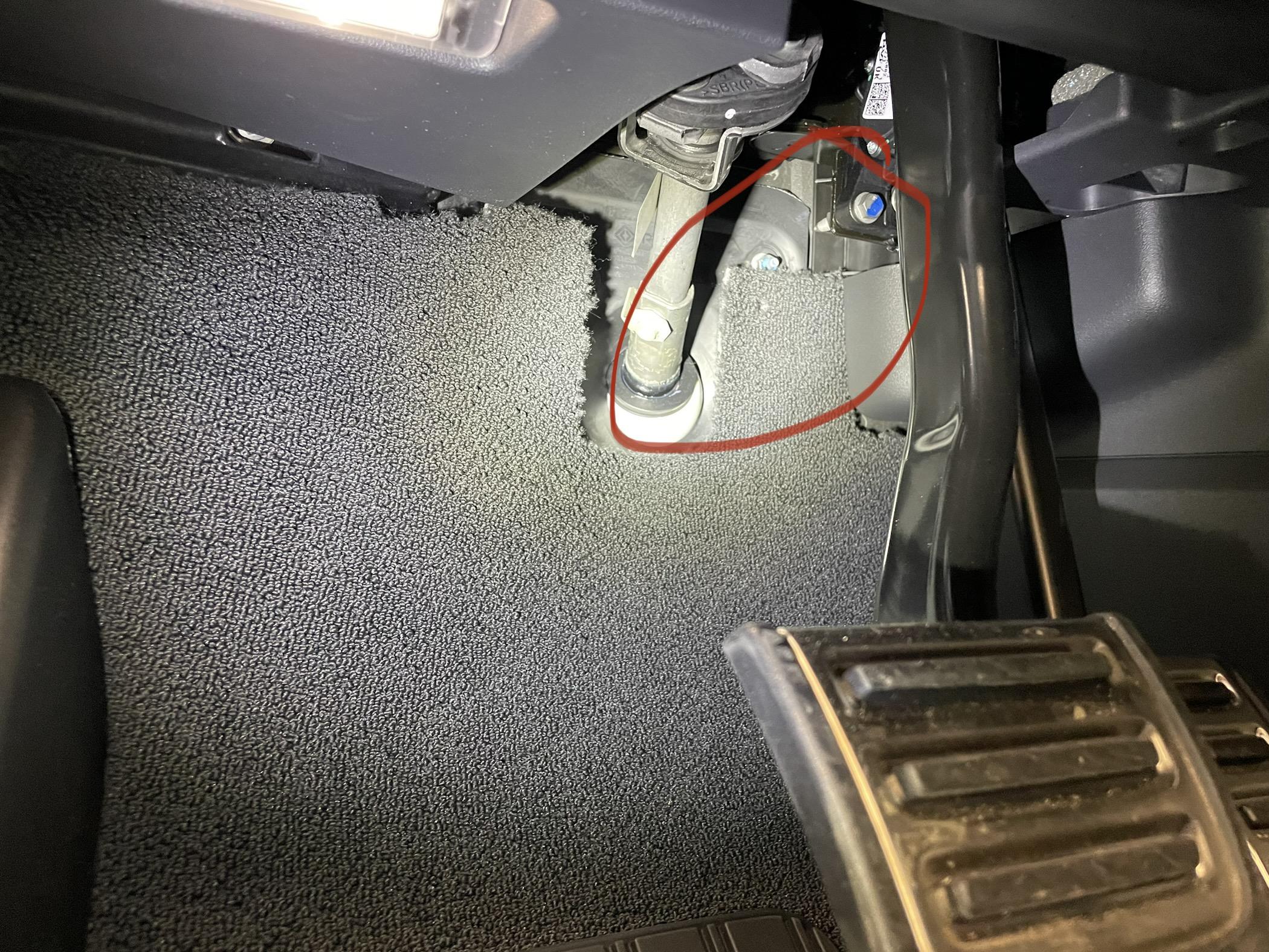 Rivian R1T R1S Dash rattle / dead pedal carpet issues IMG_1969