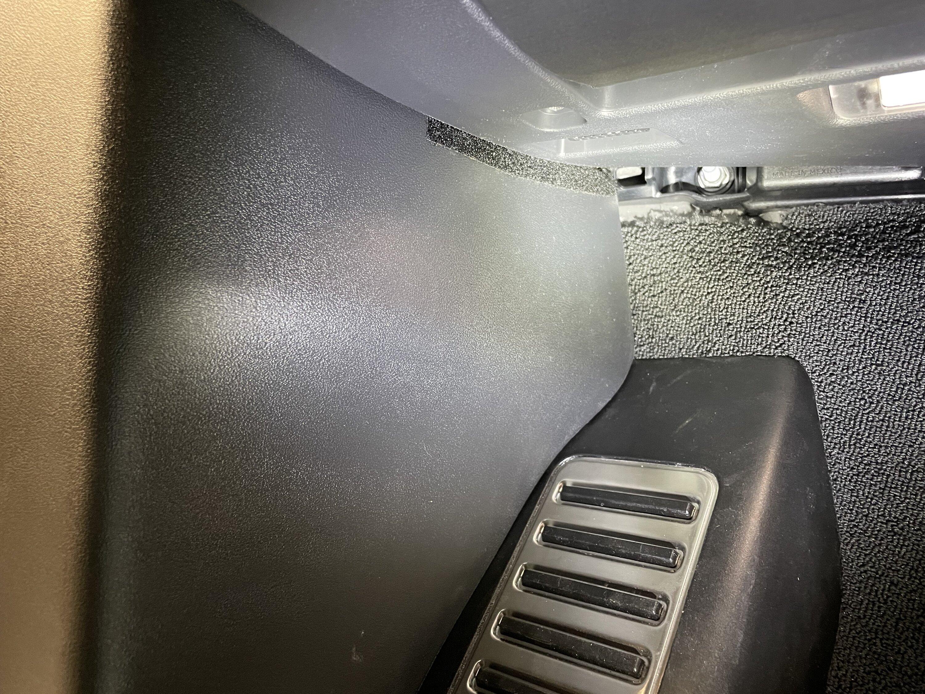 Rivian R1T R1S Dash rattle / dead pedal carpet issues IMG_1976