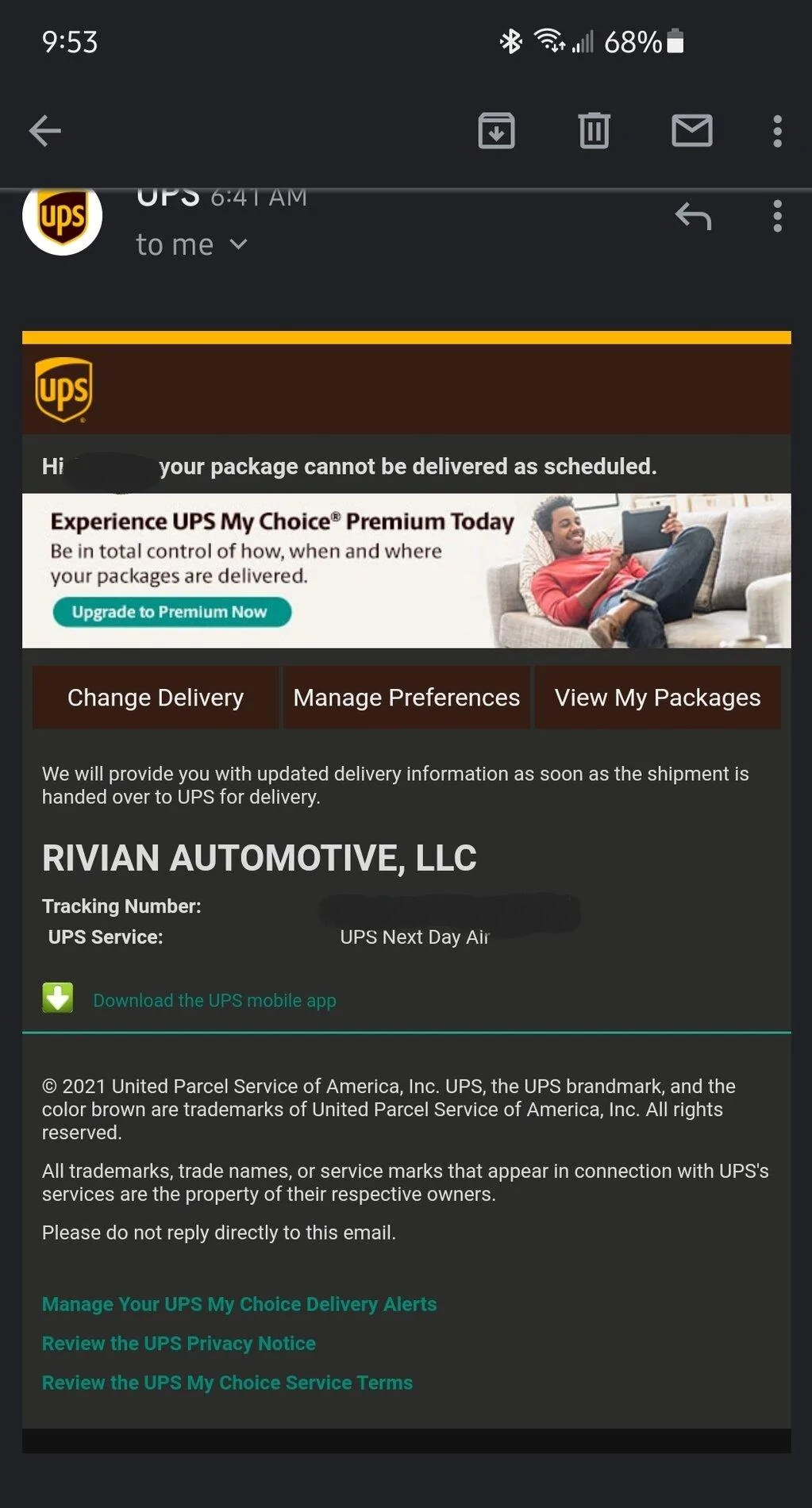 Rivian R1T R1S Random Rivian non vehicle delivery Screenshot_20210826-215541_Gmail