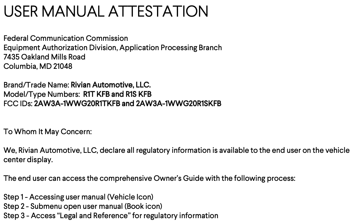 Rivian R1T R1S Telematics Control Module Stops by the FCC Screen Shot 2021-08-27 at 4.59.27 PM