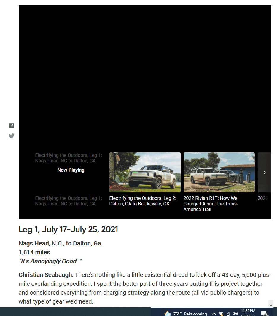 Rivian R1T R1S Motortrend Drives the 2022 Rivian R1T Off-Road Across the Trans-America Trail 1631159635676