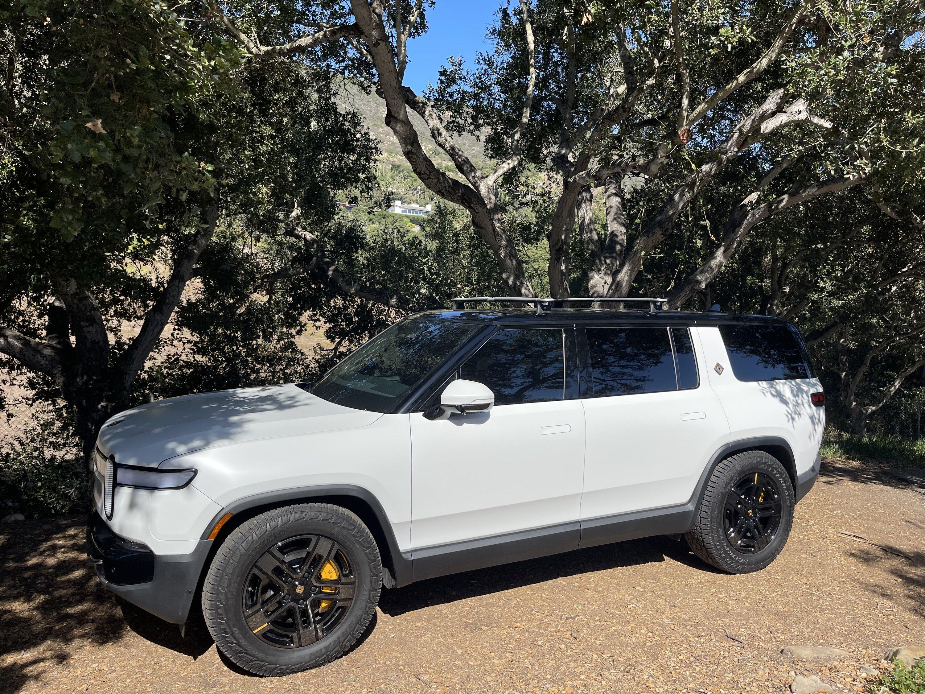 Rivian R1T R1S Rivian R1S (Glacier White) in Stealth Matte wrap, ceramic coating & ceramic tint, chrome delete, de-lettered IMG_6593
