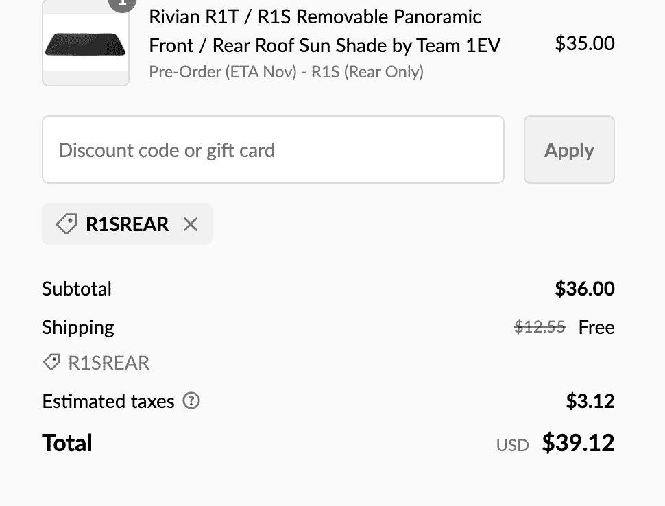 Rivian R1T R1S R1S 'Rear' Sun Shade - launched Screenshot 2023-10-18 at 5.10.07 PM