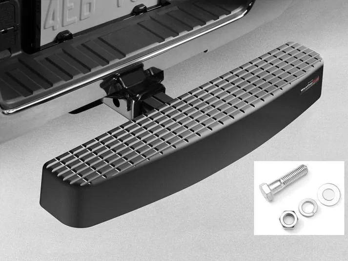 Rivian R1T R1S Go Rhino Universal Hitch Step for 2" Receivers (accessory) installed review & photos BUMP_Step_XL_Zinc_Hardware_81BS1XL