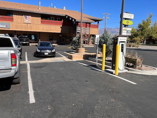 Rivian R1T R1S Dumb Rivian owner at Barstow RAN, hogging the trailer spot with no trailer IMG_5328