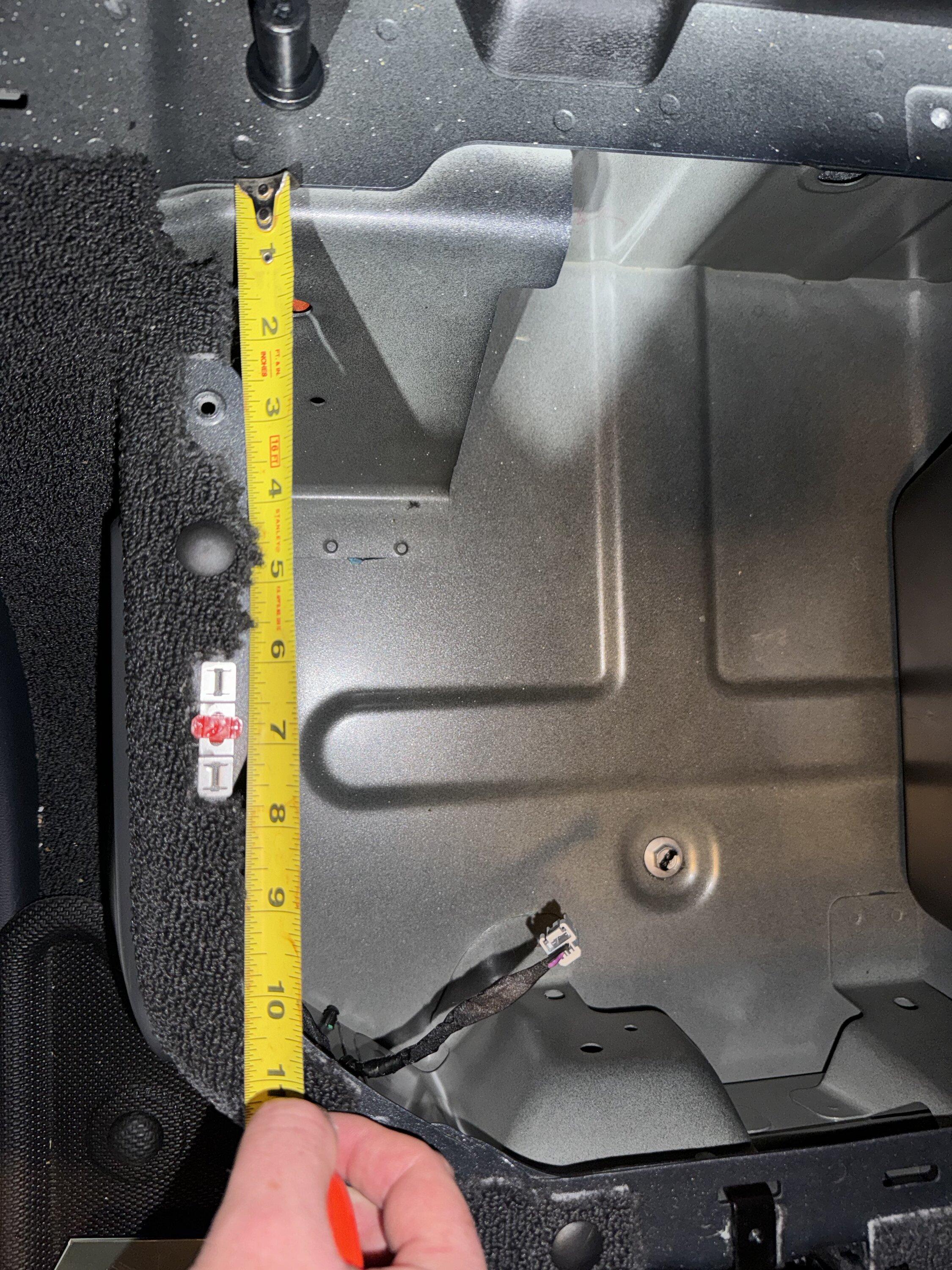 Rivian R1T R1S R1T Subwoofer Area Photos and Measurements IMG_0371