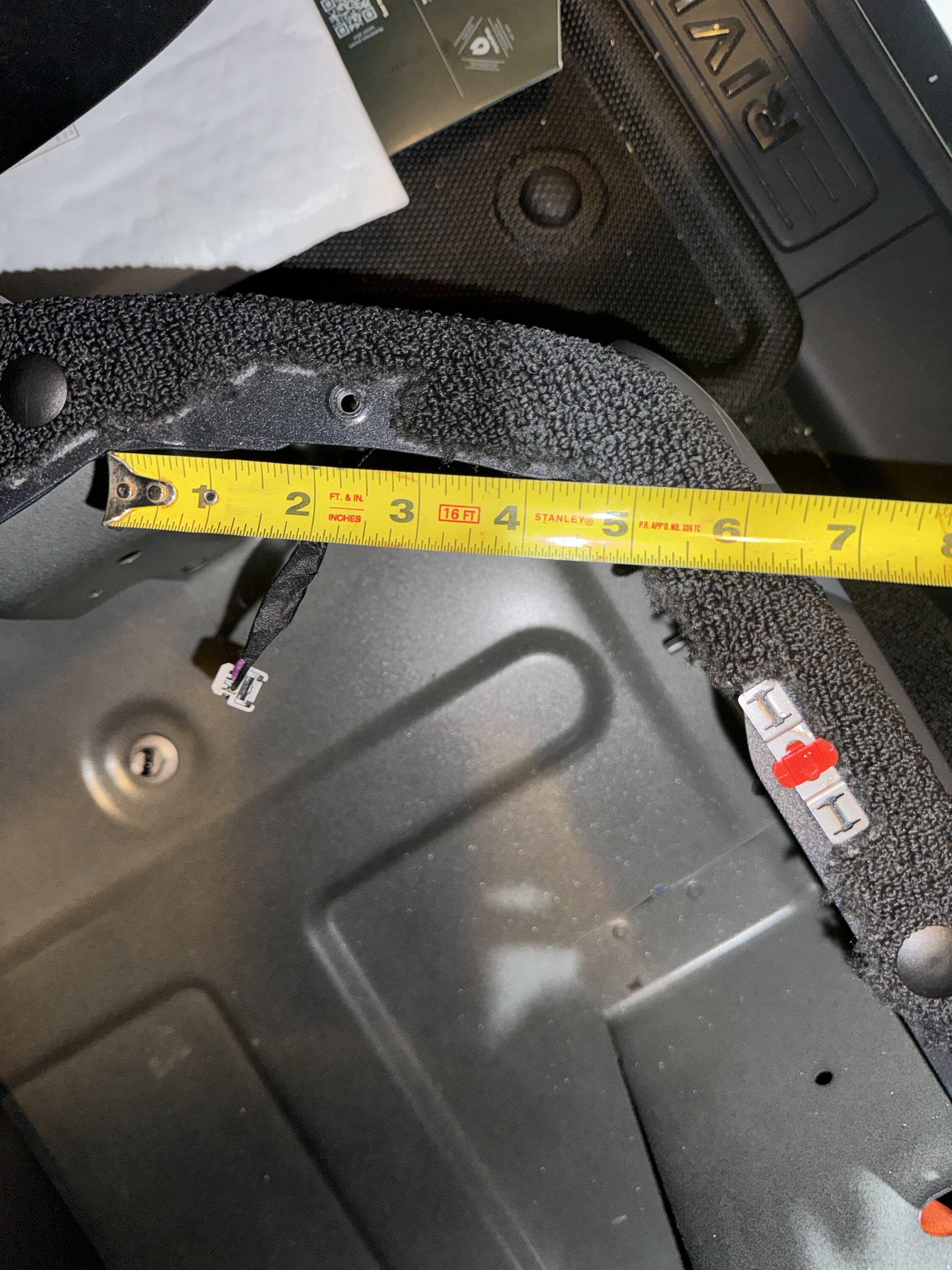 Rivian R1T R1S R1T Subwoofer Area Photos and Measurements IMG_0370