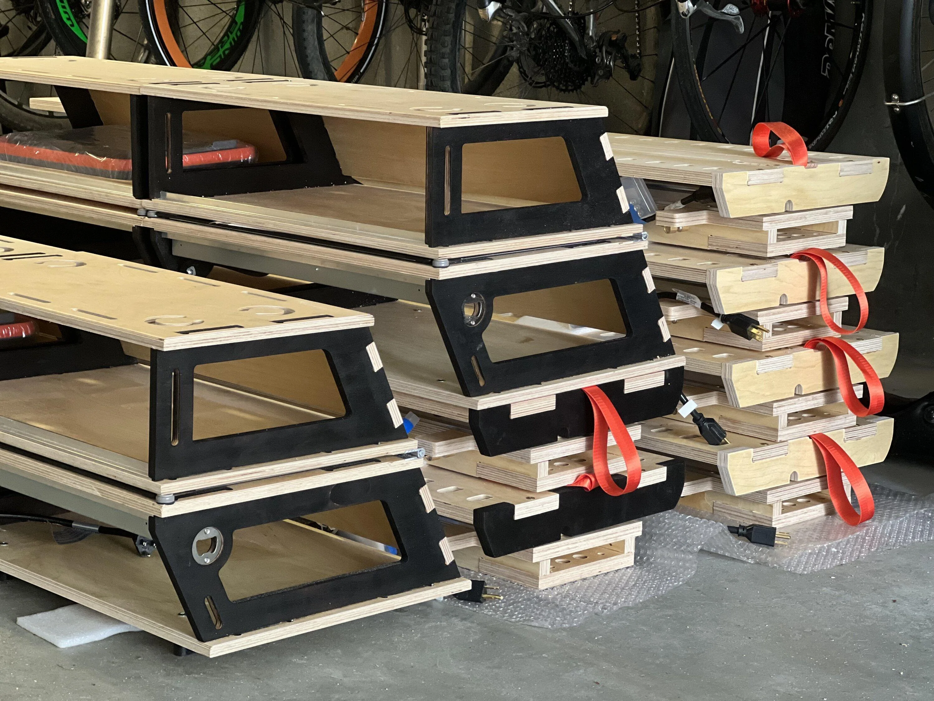 Rivian R1T R1S Thunderbolt Adventure Gear Sled and Camp Kitchen install demo flamed and natural kitchen components