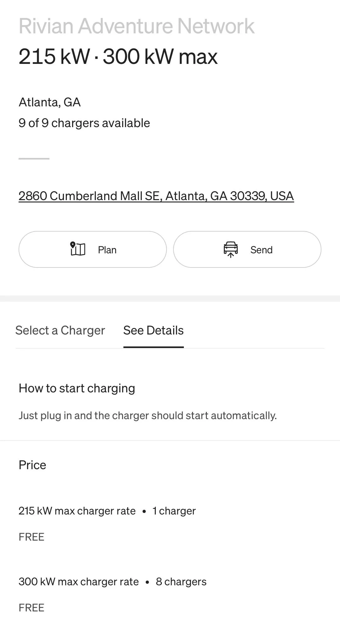 Rivian R1T R1S RAN Rivian Charging Stations Locations Map via Google Maps Screenshot_20231102_154722_Rivian