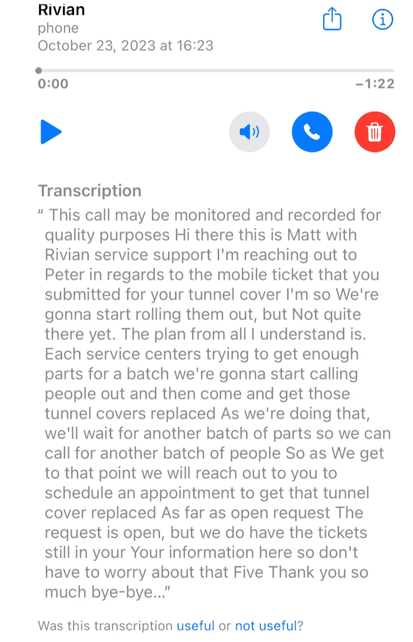 Rivian R1T R1S Rivian tonneau fix appointments 1699112861057