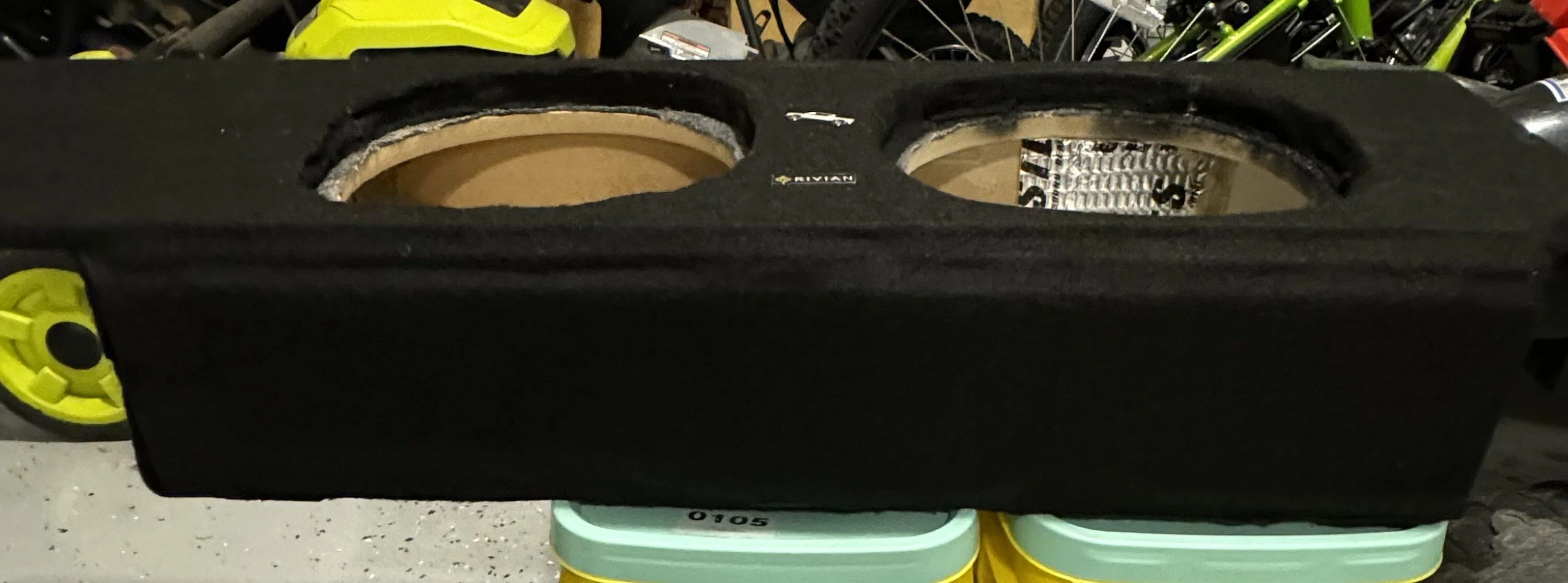 Rivian R1T R1S R1T aftermarket market subwoofer dual 10 IMG_5746