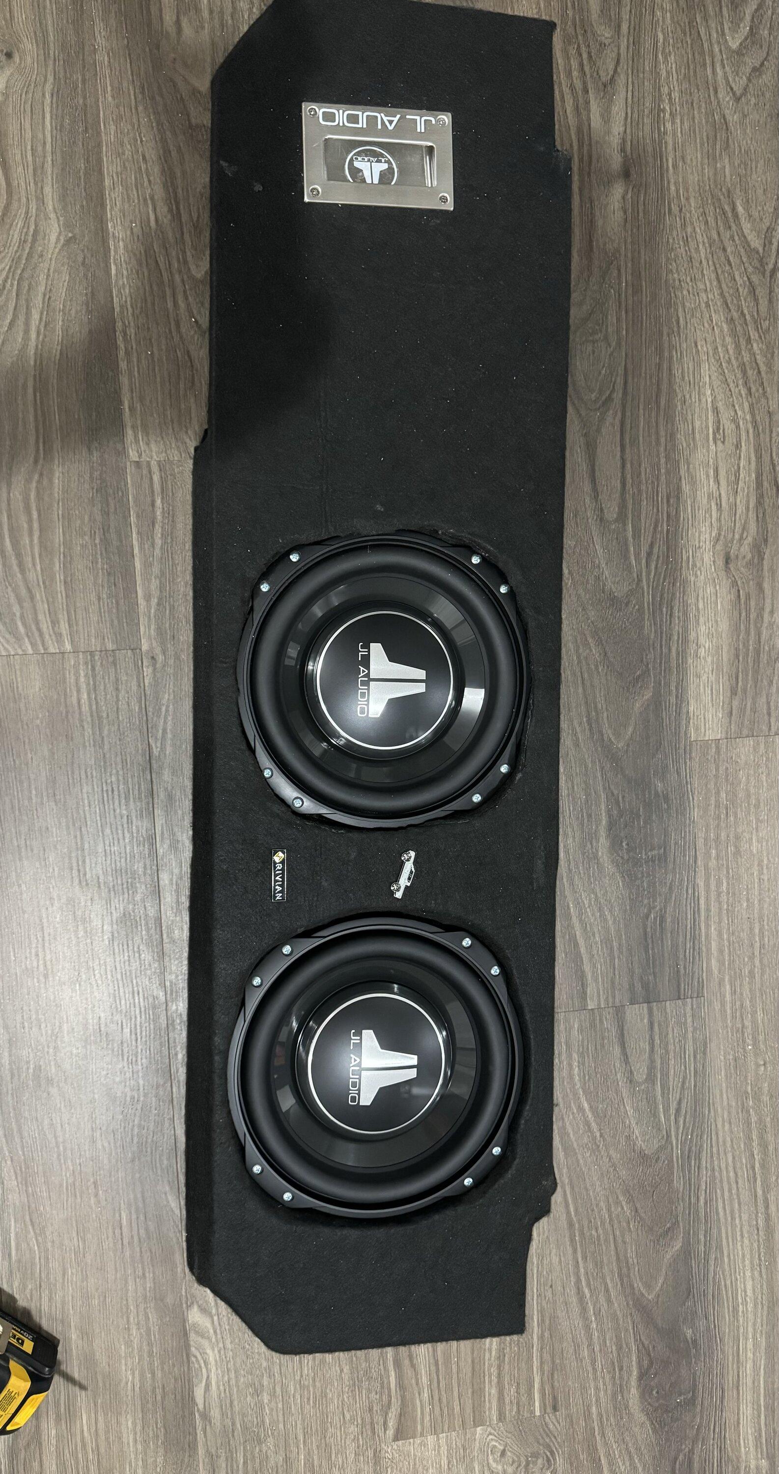 Rivian R1T R1S R1T aftermarket market subwoofer dual 10 IMG_5752