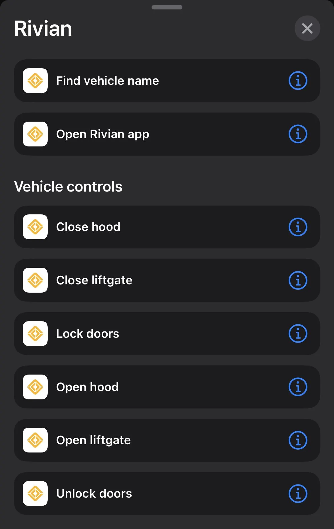 Rivian R1T R1S Action Shortcuts for iPhone: How-To IMG_2124