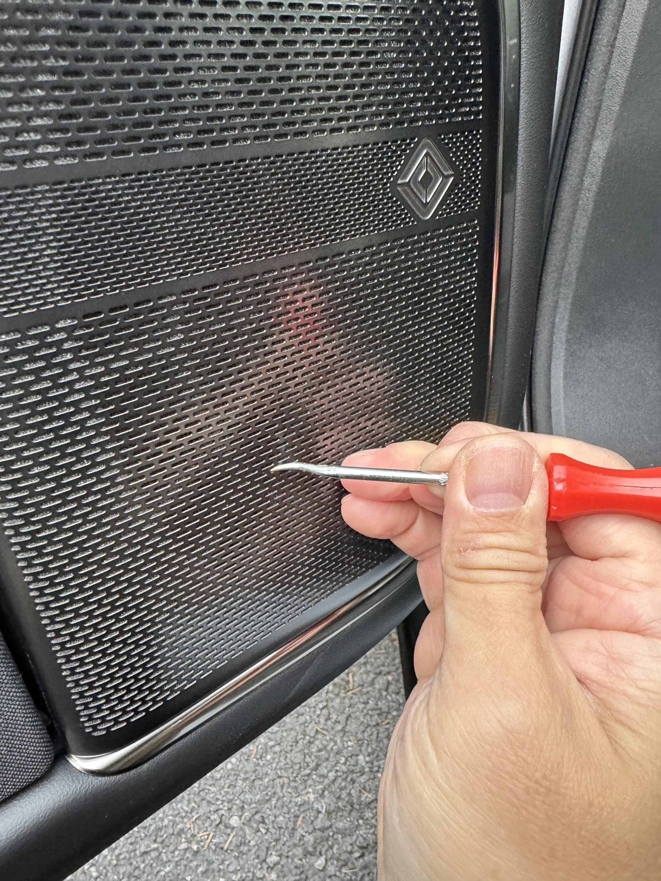 Rivian R1T R1S Removing Front Door Speaker Grille IMG_1820