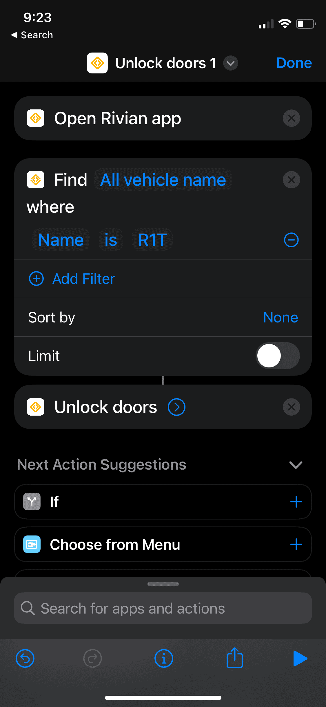 Rivian R1T R1S Action Shortcuts for iPhone: How-To IMG_4305