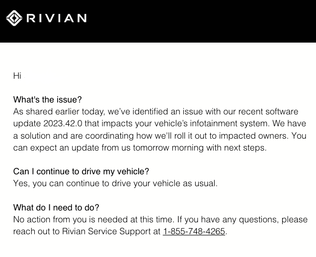 Rivian R1T R1S Software Update 2023.42.0 is out (⚠️ UPDATE: OTA fix rolling out today 11/15/23) 1700019607027