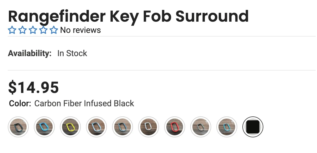 Rivian R1T R1S NEW - OpenSourceEV Parts Rangefinder Key Fob Surround in 9 Colors & 2 Finishes 1700246483172